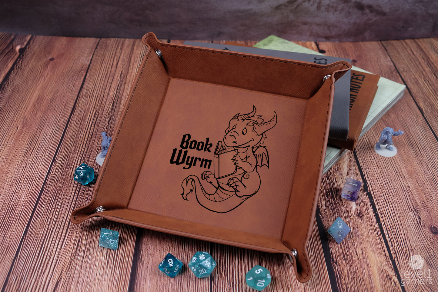 Book Wyrm Dice Tray Dice Trays Level 1 Gamers