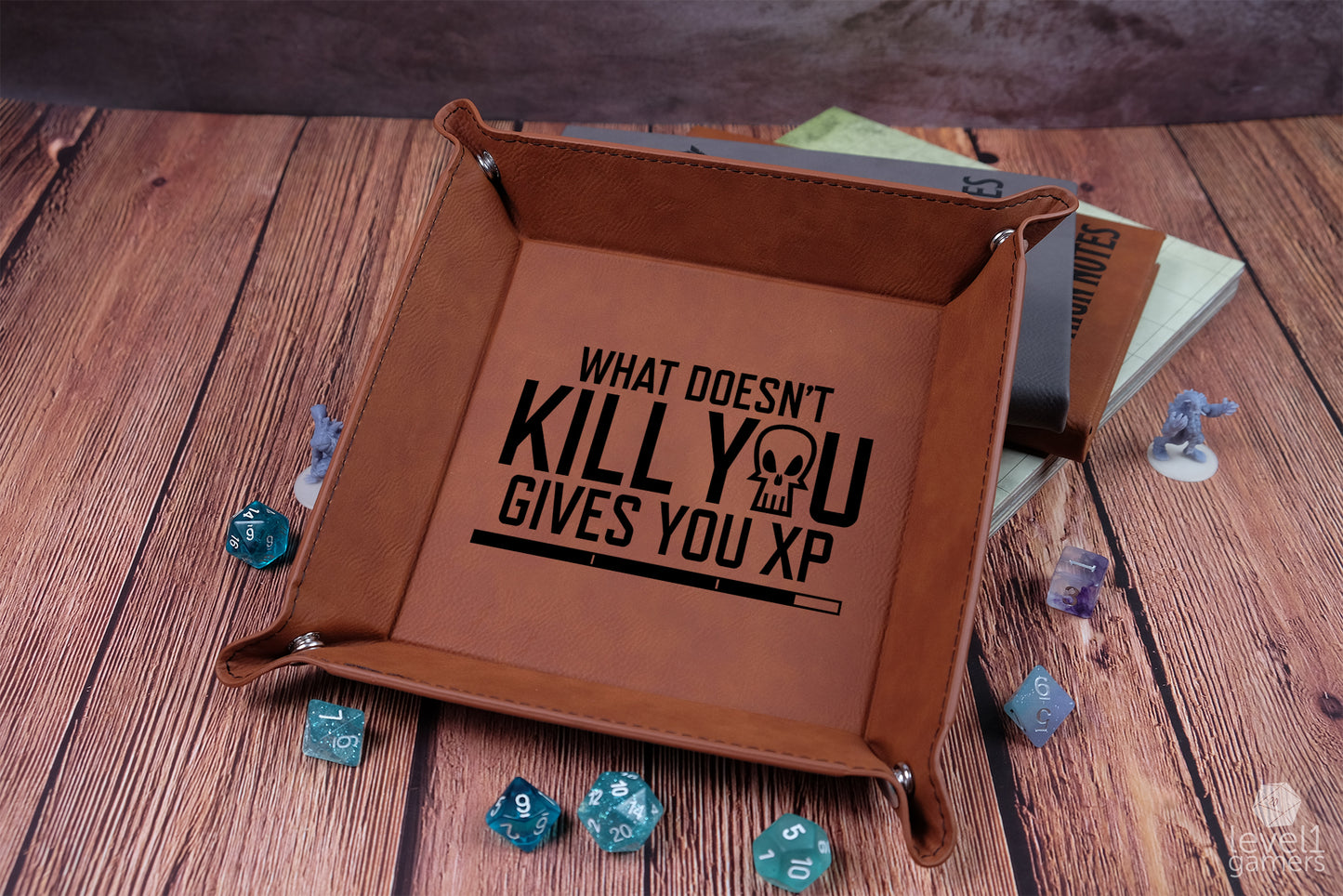 What Doesn't Kill You Gives You XP Dice Tray Dice Trays Level 1 Gamers