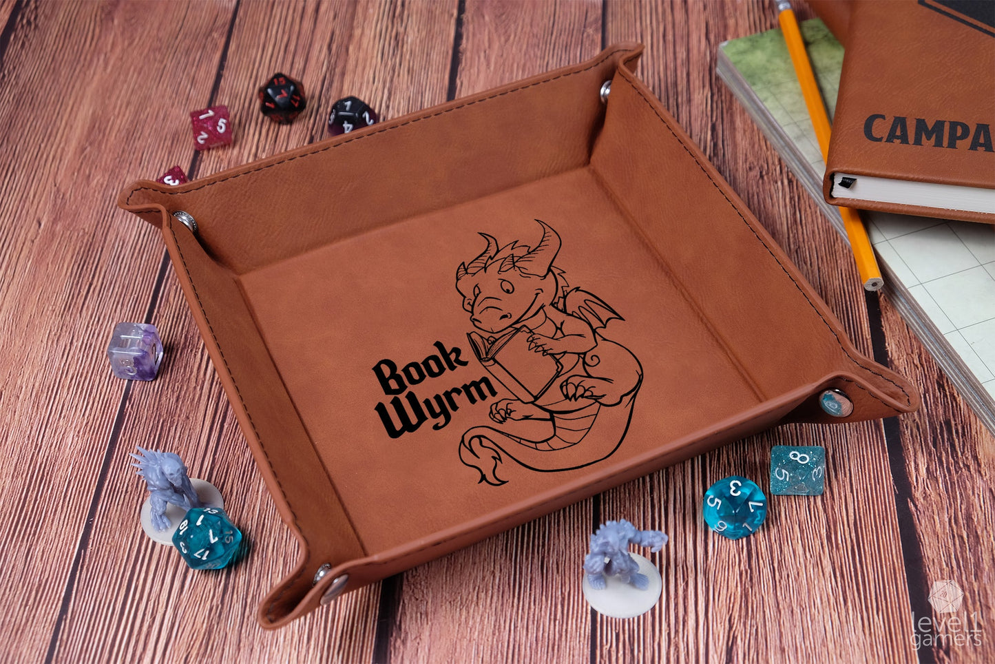 Book Wyrm Dice Tray Dice Trays Level 1 Gamers