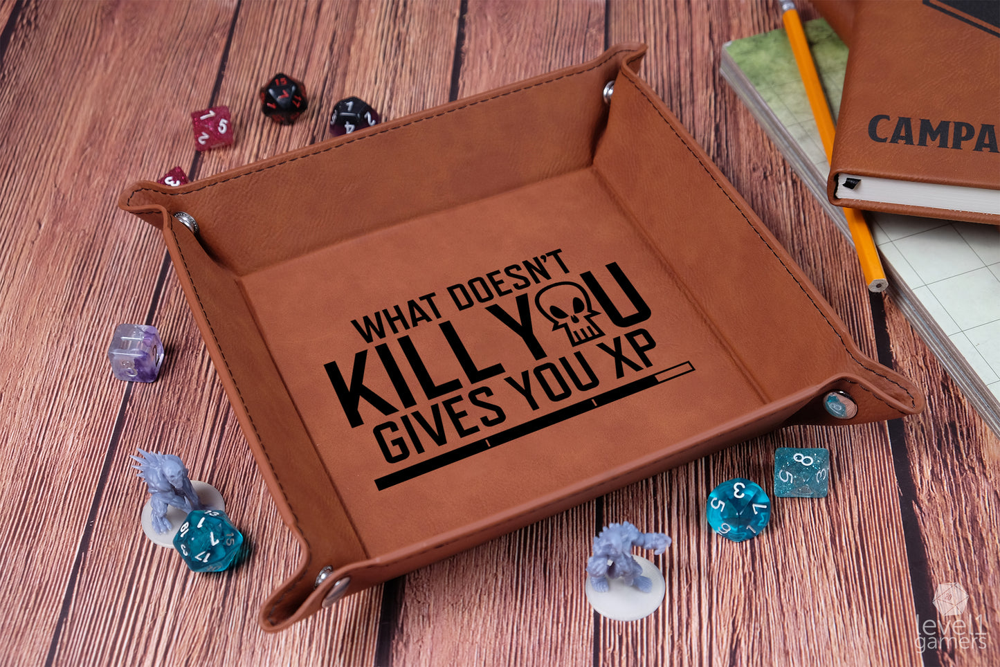 What Doesn't Kill You Gives You XP Dice Tray Dice Trays Level 1 Gamers