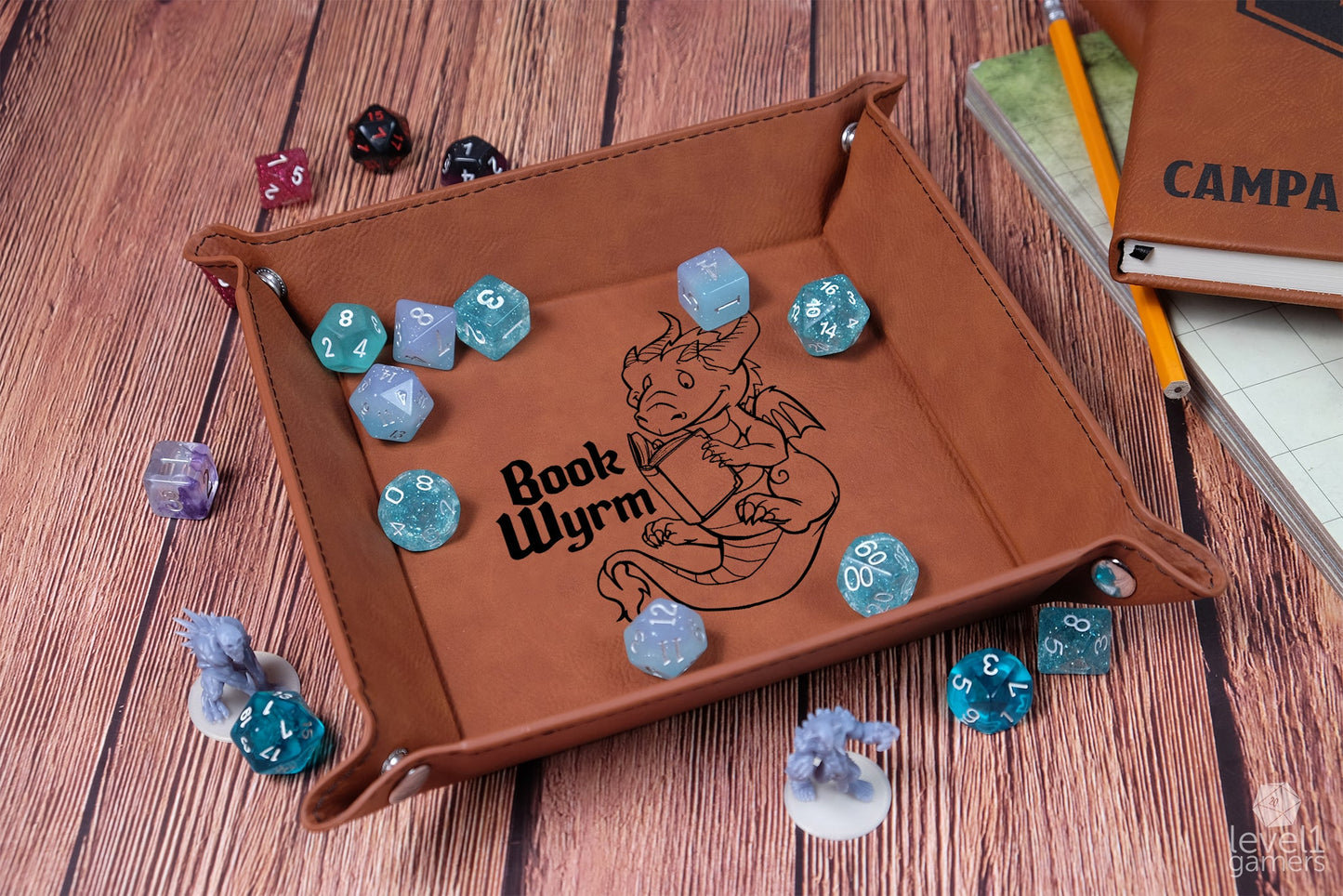 Book Wyrm Dice Tray Dice Trays Level 1 Gamers