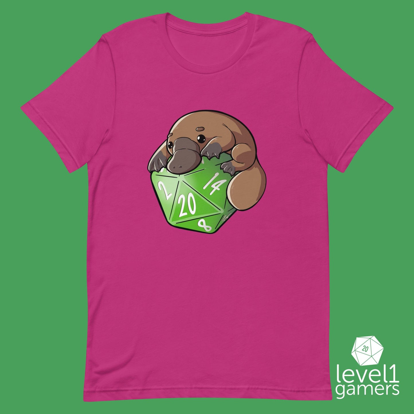 D20 Platypus T-Shirt | Cute Animal Shirt For Fans Of Dungeons & Dragons | D20 Dice Apparel Gift Ideas | Small Business And Hand-Drawn Level 1 Gamers
