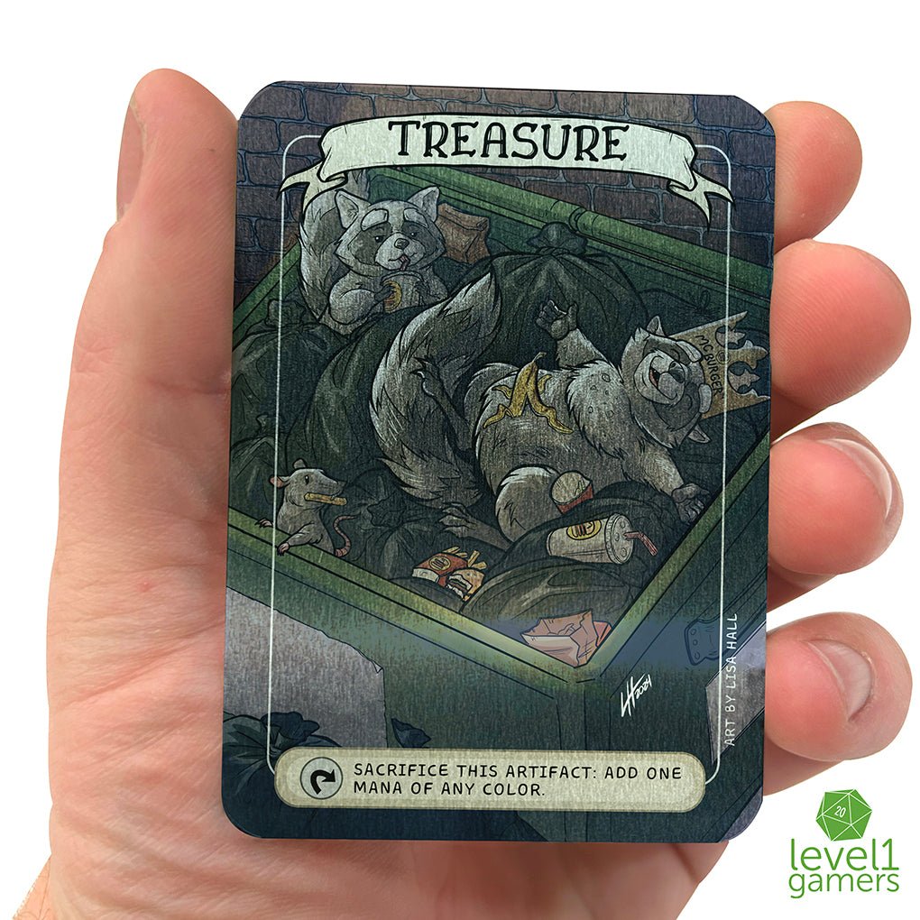 Raccoon Treasure - Metal Token Magic Card Raccoon Treasure - Metal Token Magic Card