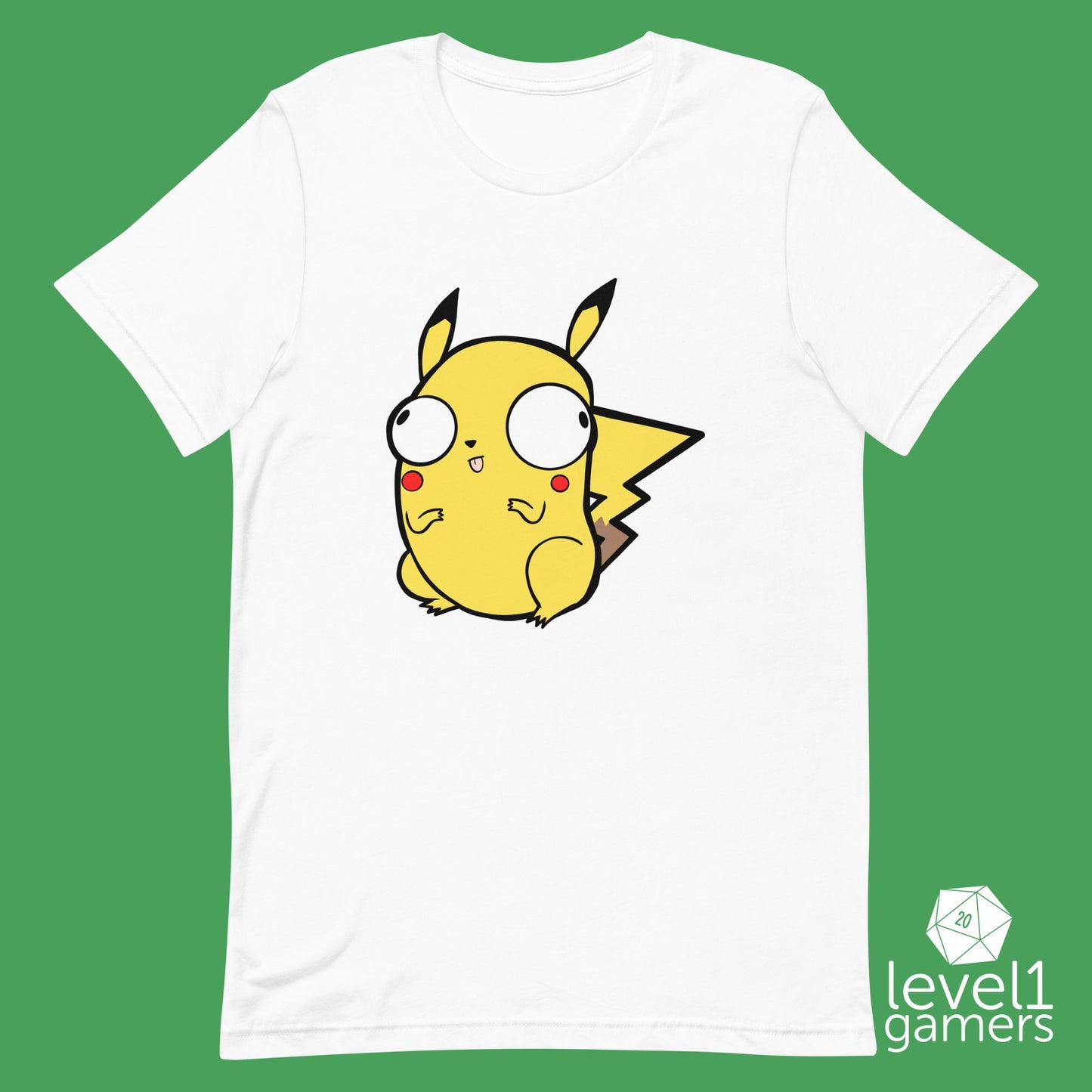 Derpy Pikachu T-Shirt | Cute Shirt For Fans Of Dungeons & Dragons | Pocket Monster Apparel Gift Ideas | Small Business And Hand-Drawn Level 1 Gamers