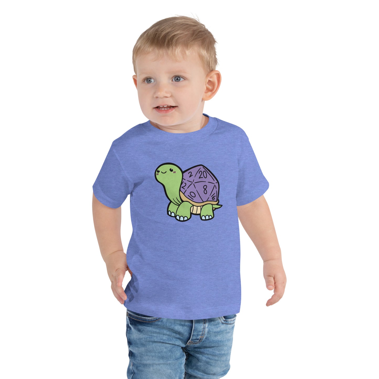 D20 Turtle Toddler Short Sleeve Tee Level 1 Gamers Heather Columbia Blue 2T