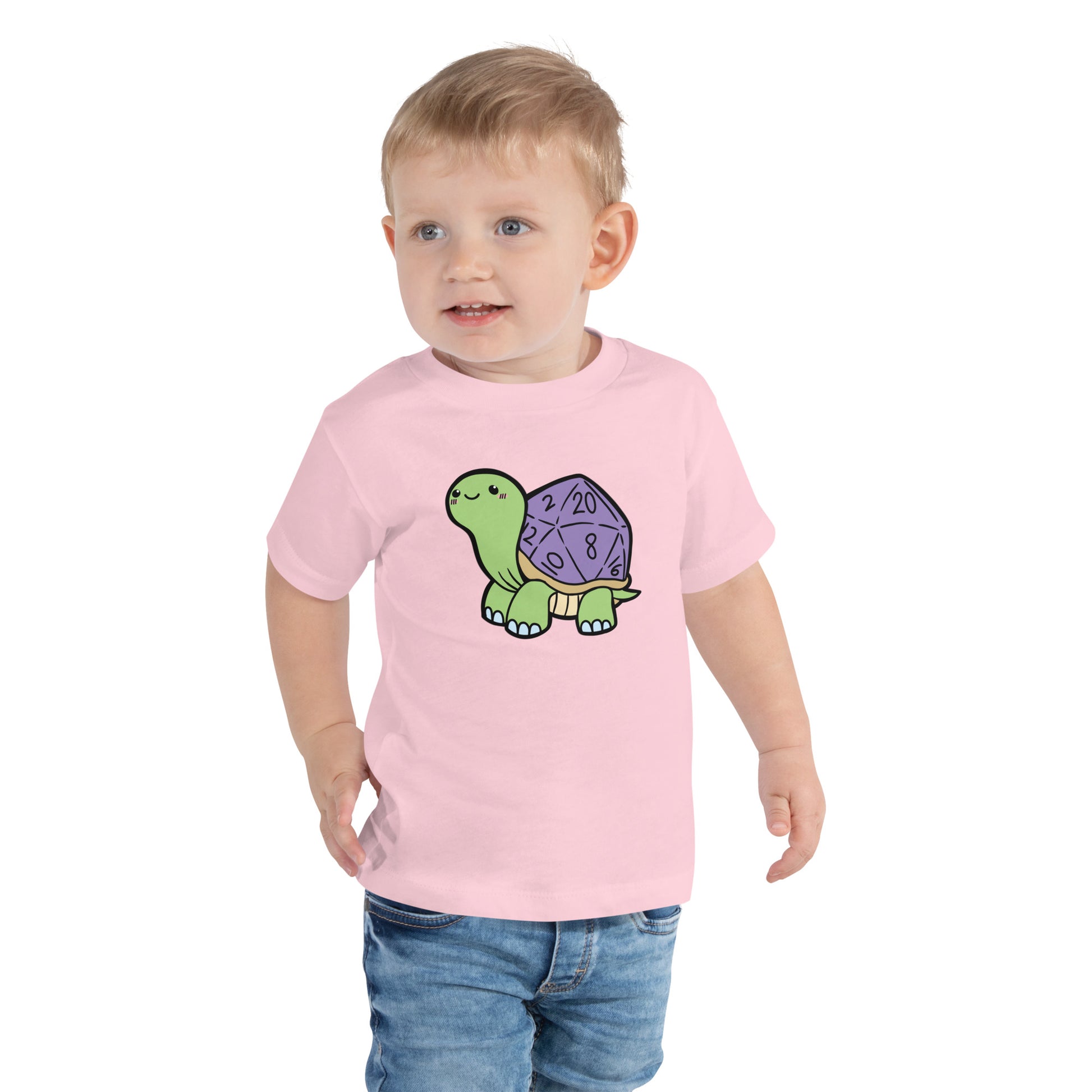 D20 Turtle Toddler Short Sleeve Tee  Level 1 Gamers Pink 2T