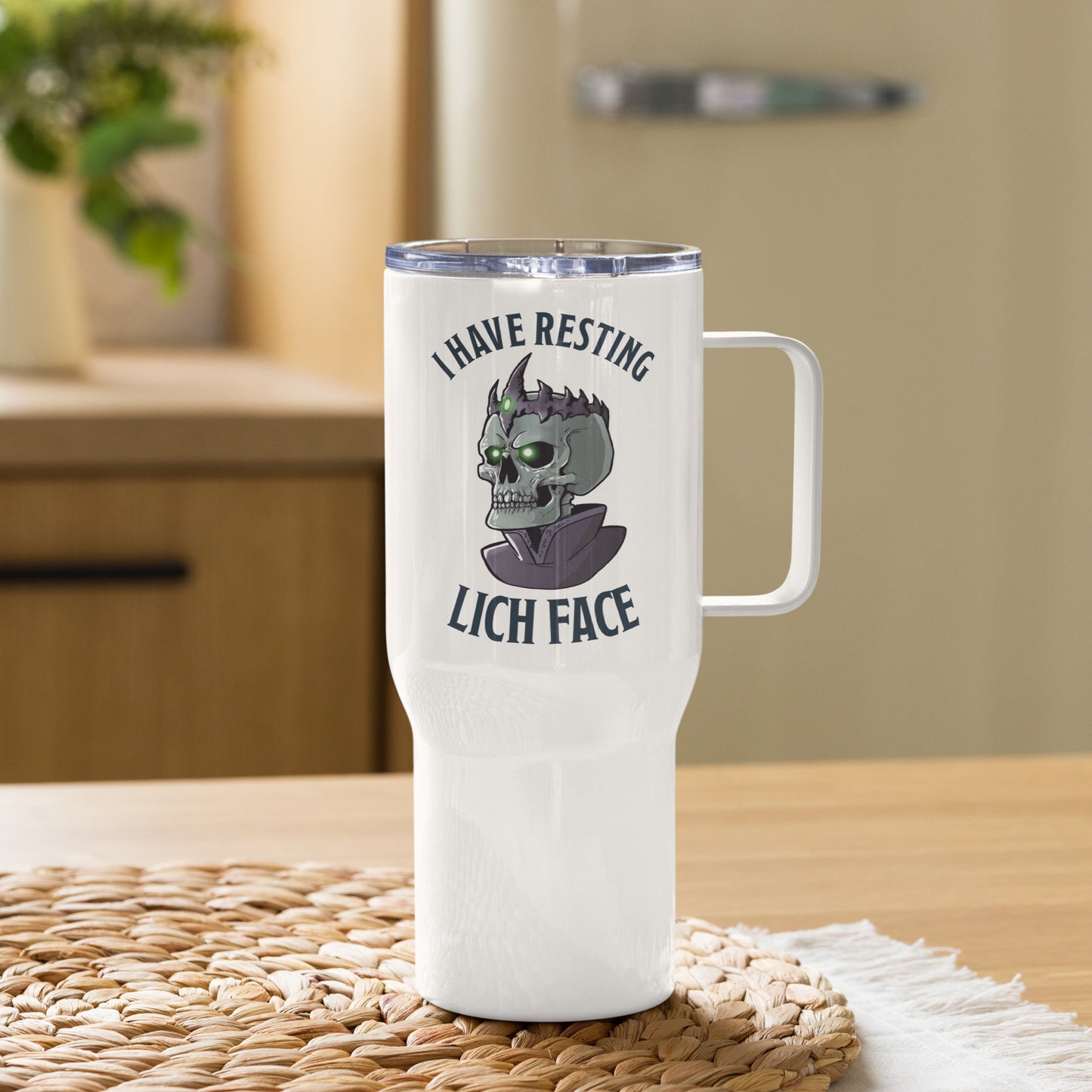 Resting Lich Face Travel Mug With A Handle Level 1 Gamers Default Title
