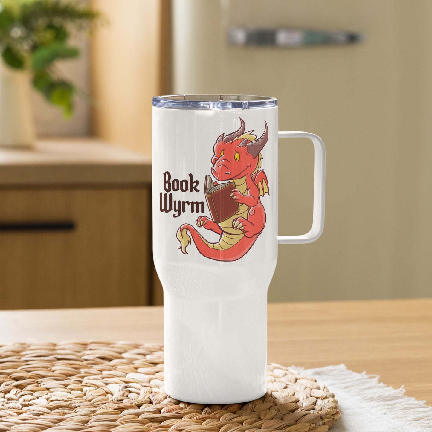 Book Wyrm Travel Mug With A Handle Level 1 Gamers Default Title