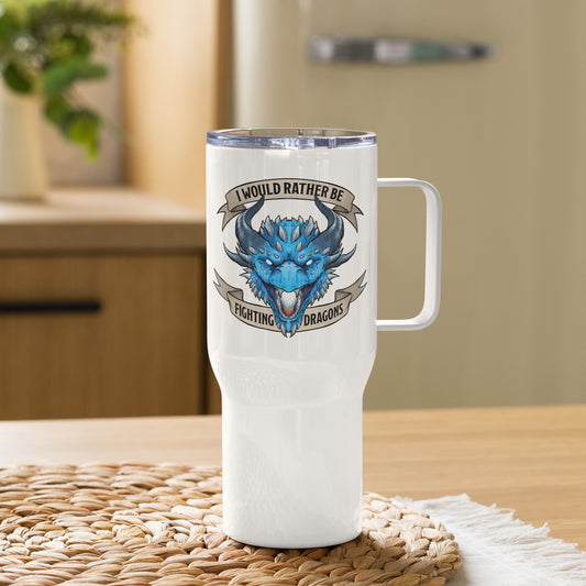 I'd Rather Be Fighting Dragons Travel Mug With A handle  Level 1 Gamers Default Title  