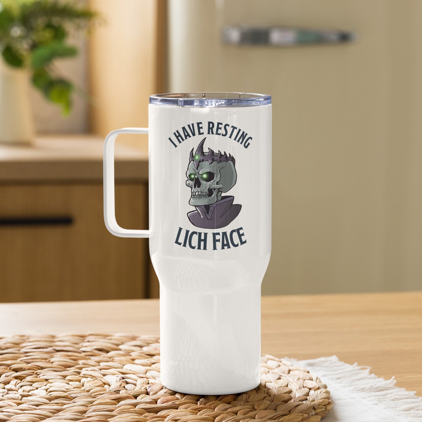 Resting Lich Face Travel Mug With A Handle Level 1 Gamers
