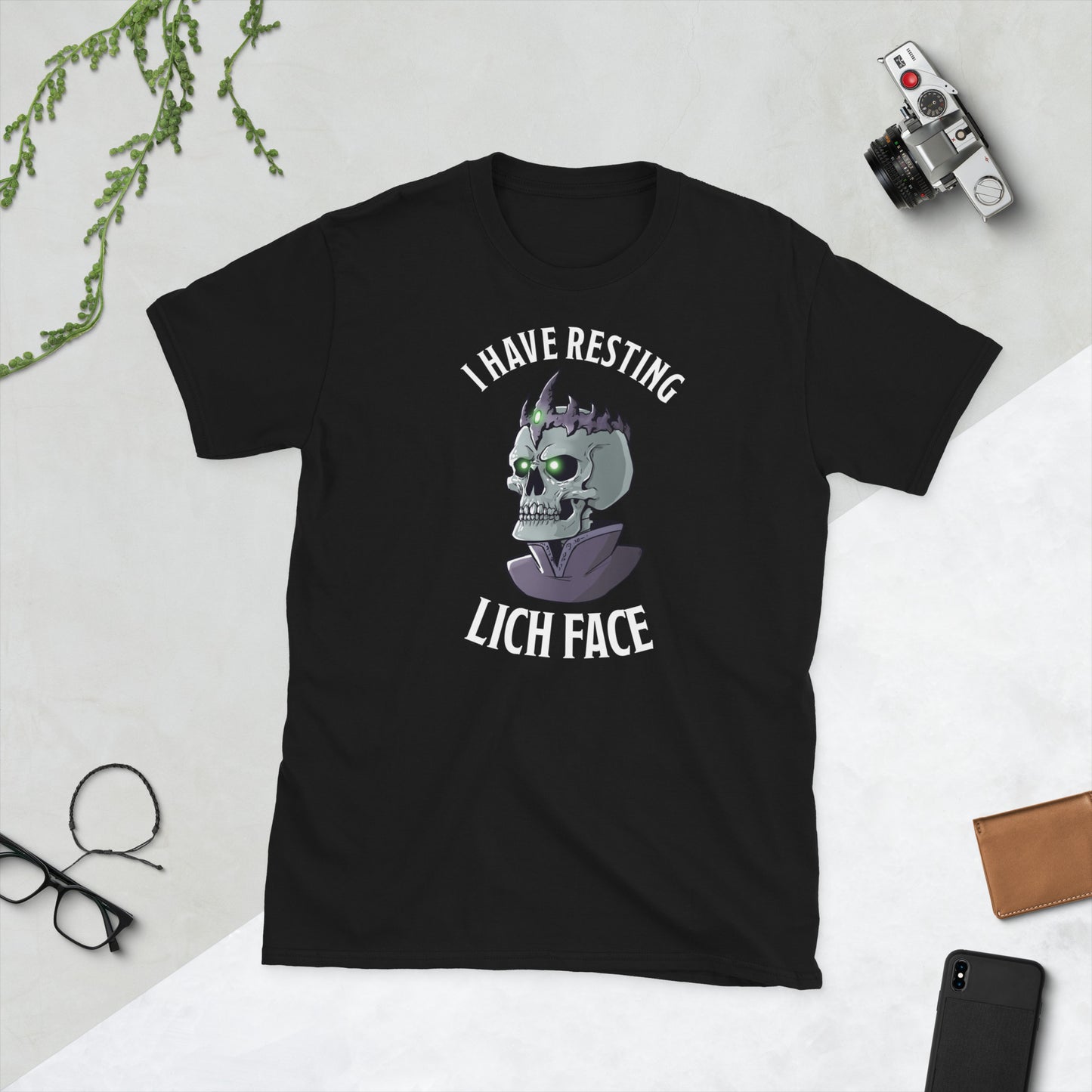 Resting Lich Face Short-Sleeve Unisex T-Shirt Level 1 Gamers Black S
