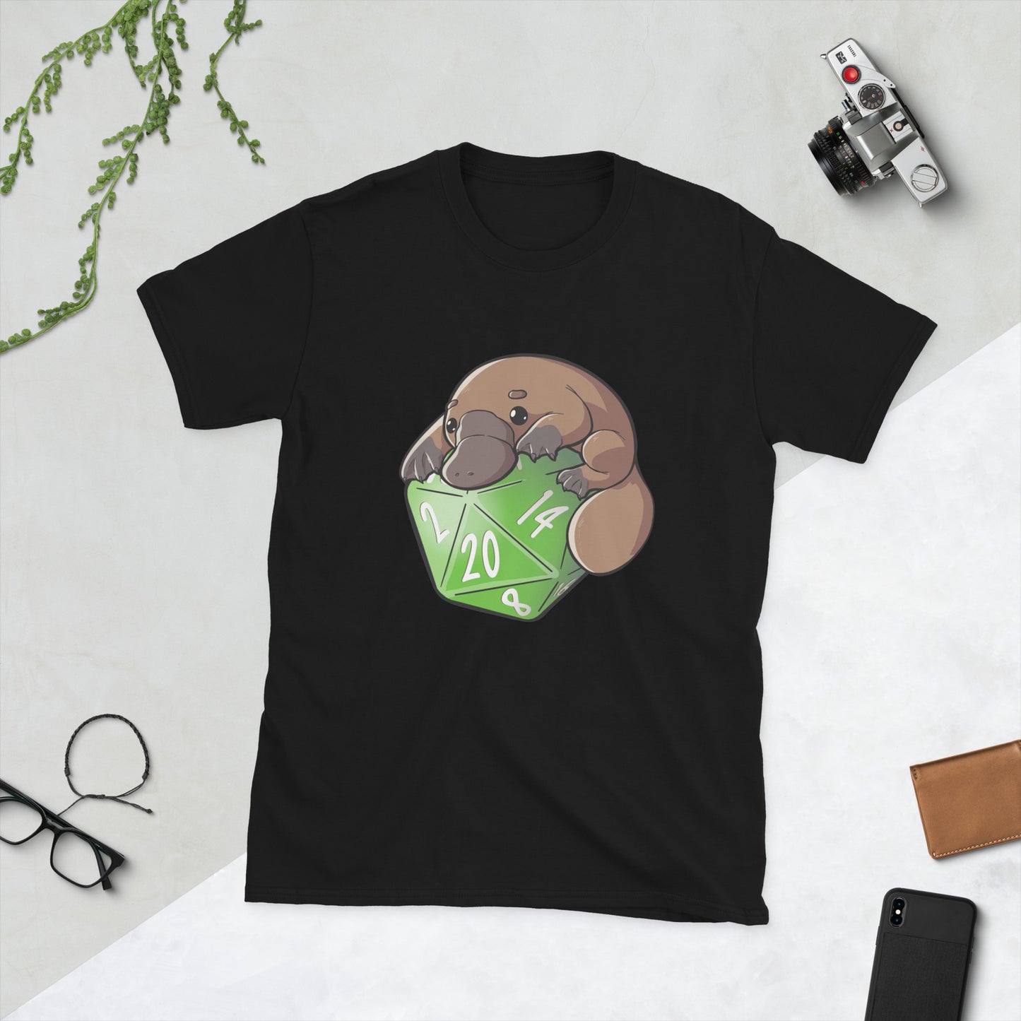 D20 Platypus Short-Sleeve Unisex T-Shirt Level 1 Gamers Black S