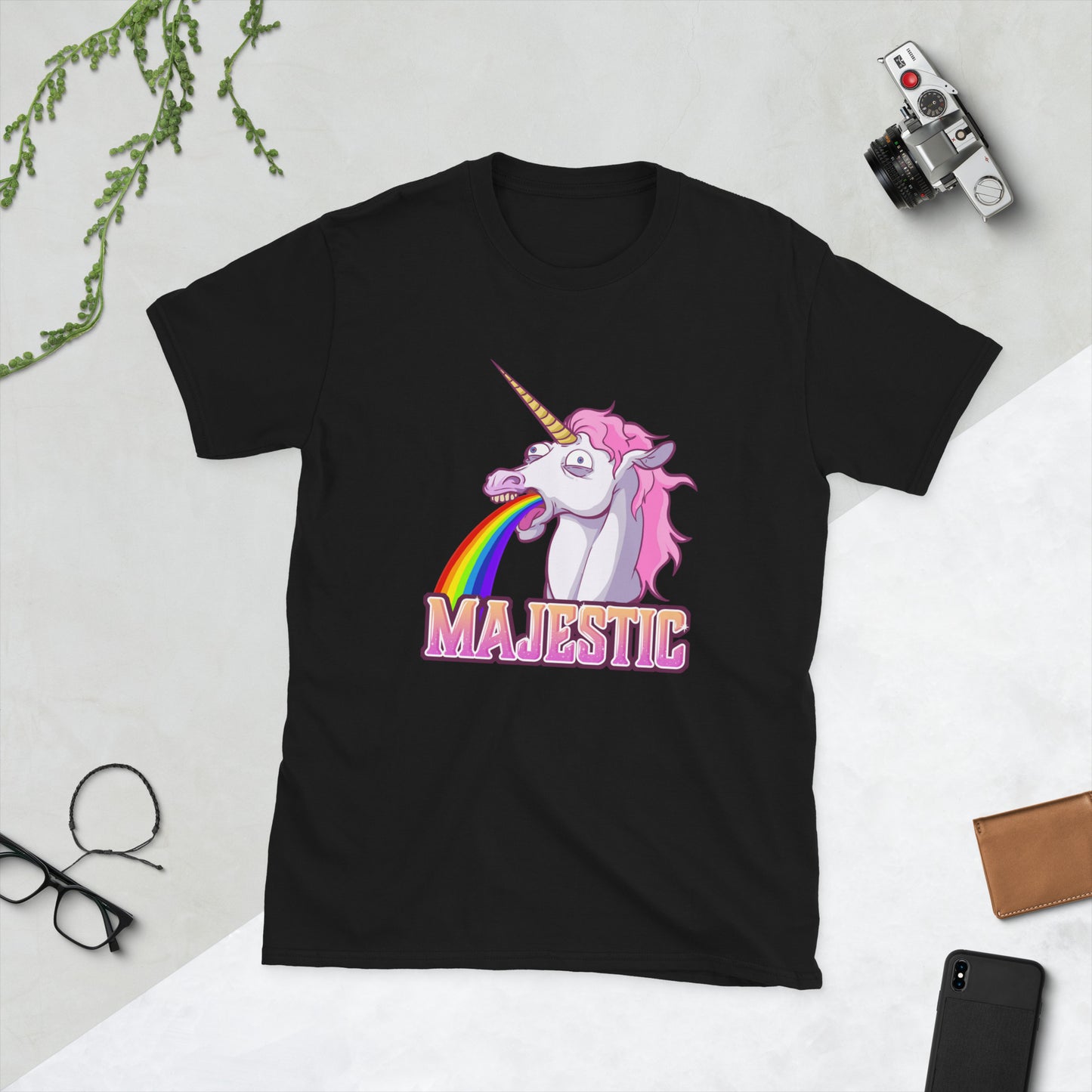 Majestic Unicorn Short-Sleeve Unisex T-Shirt Level 1 Gamers Black S