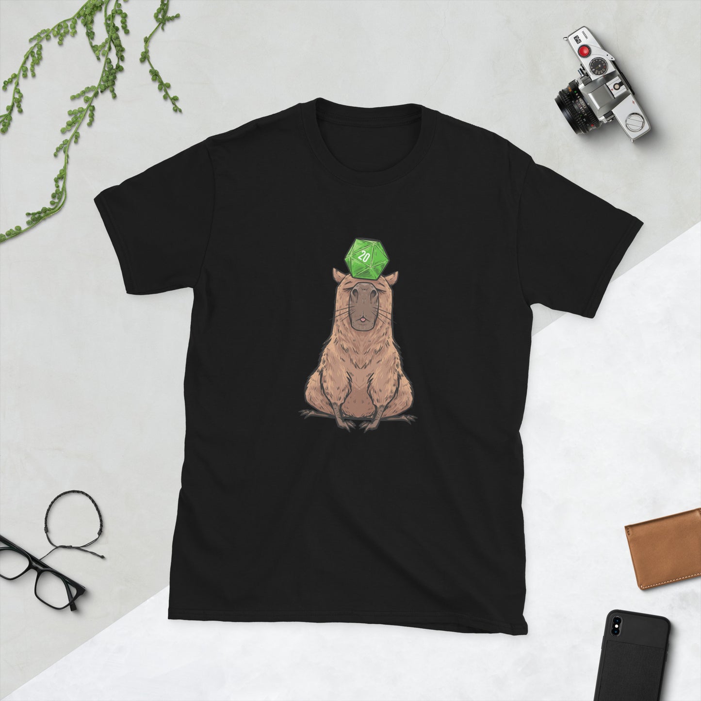D20 Capybara Short-Sleeve Unisex T-Shirt Level 1 Gamers Black S