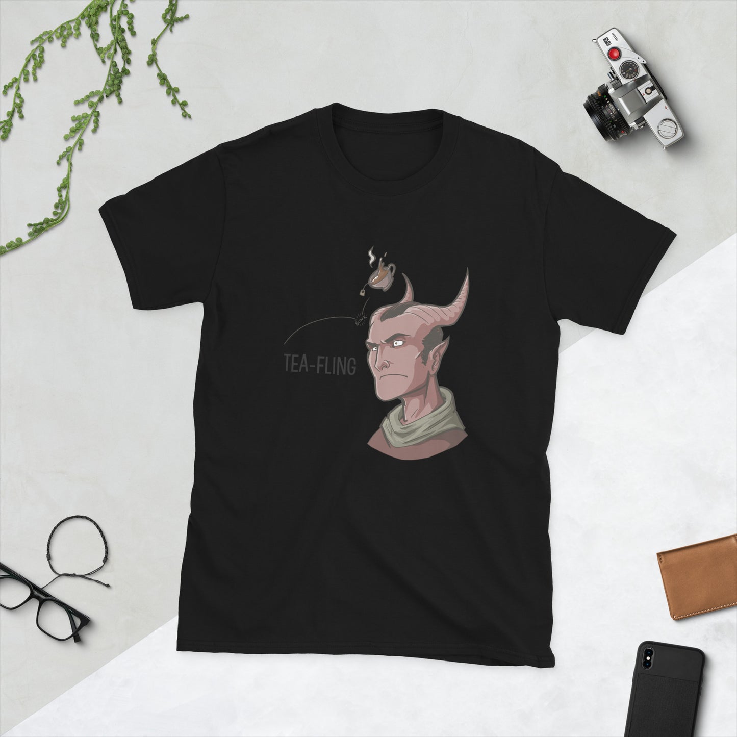 Tea-Fling (Masculine) Short-Sleeve Unisex T-Shirt Level 1 Gamers Black S