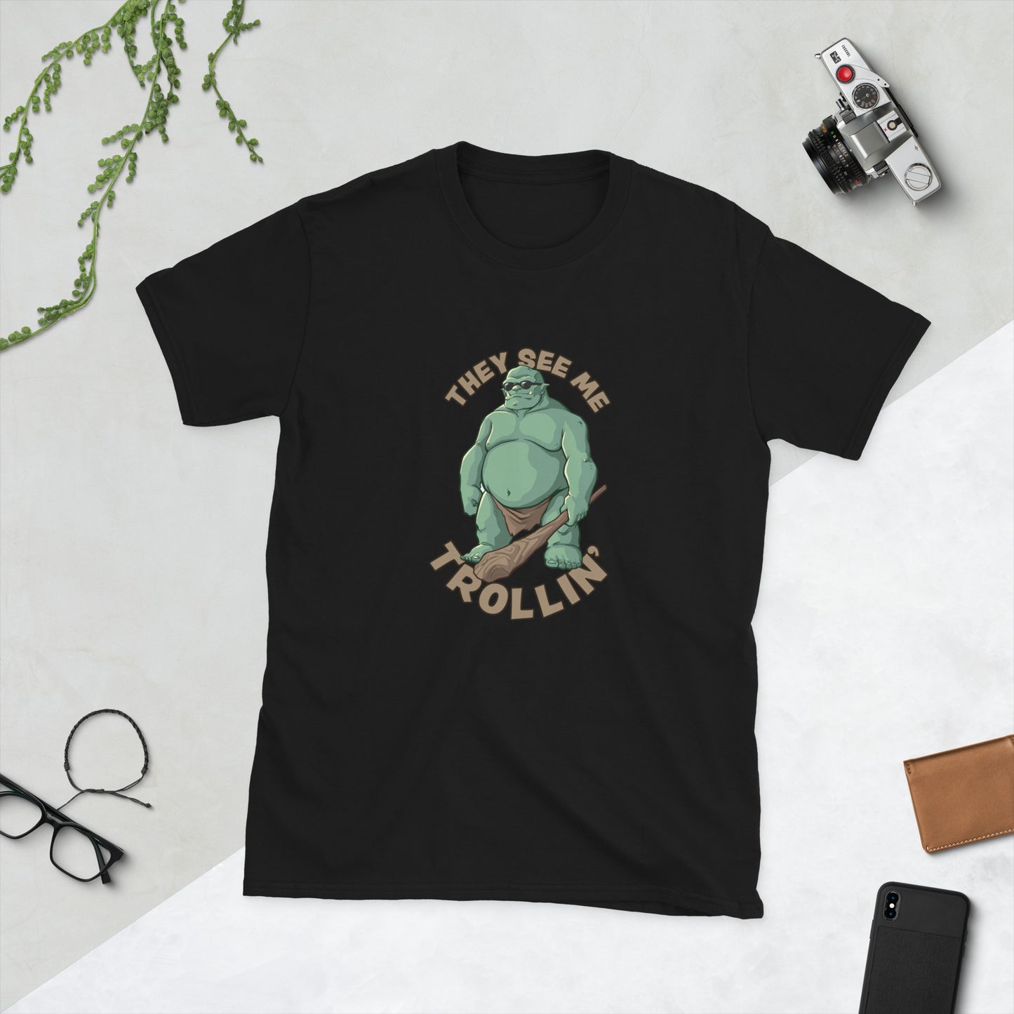 Trollin' Short-Sleeve Unisex T-Shirt Level 1 Gamers Black S