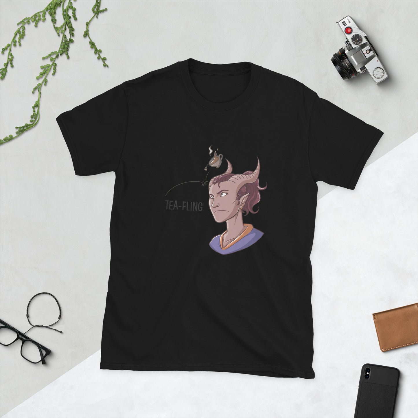 Tea-Fling (Feminine) Short-Sleeve Unisex T-Shirt Level 1 Gamers Black S