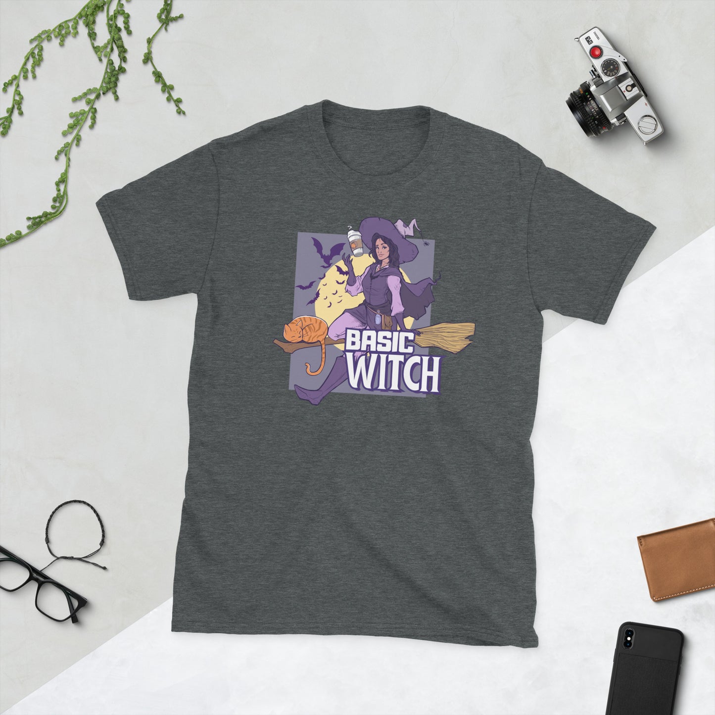 Basic Witch Short-Sleeve Unisex T-Shirt Level 1 Gamers Dark Heather S