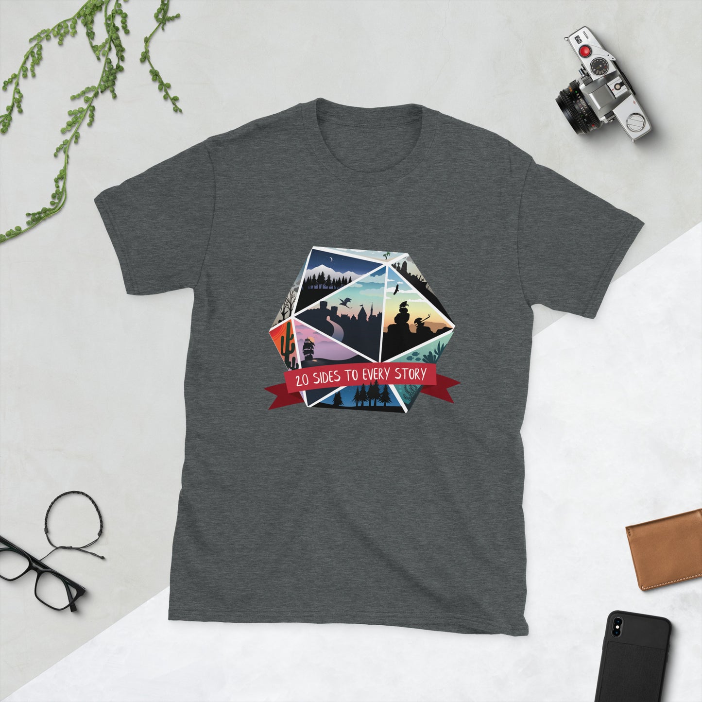 20 Sides To Every Story Short-Sleeve Unisex T-Shirt Level 1 Gamers Dark Heather S