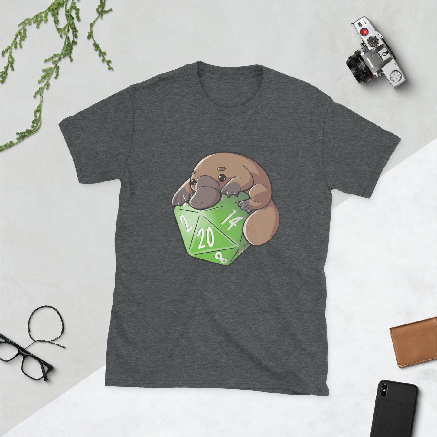 D20 Platypus Short-Sleeve Unisex T-Shirt Level 1 Gamers Dark Heather S