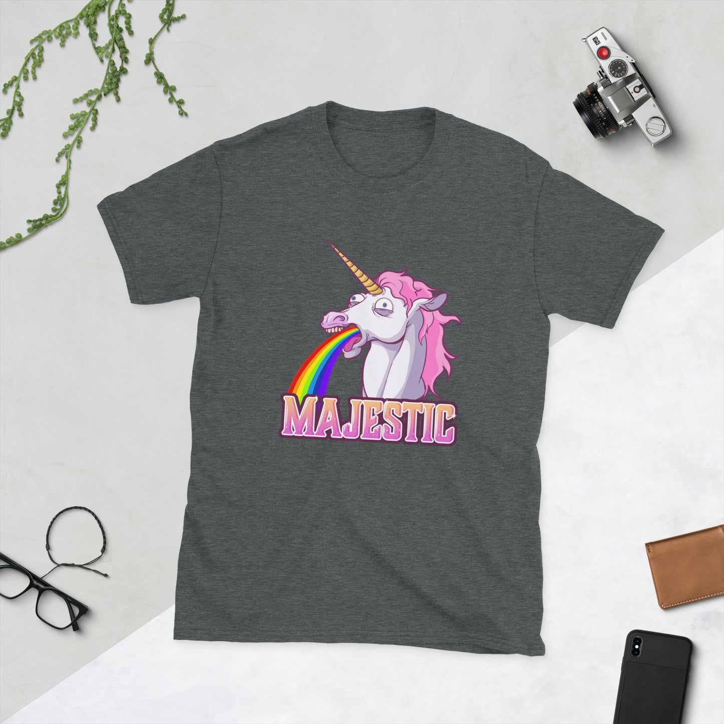 Majestic Unicorn Short-Sleeve Unisex T-Shirt Level 1 Gamers Dark Heather S