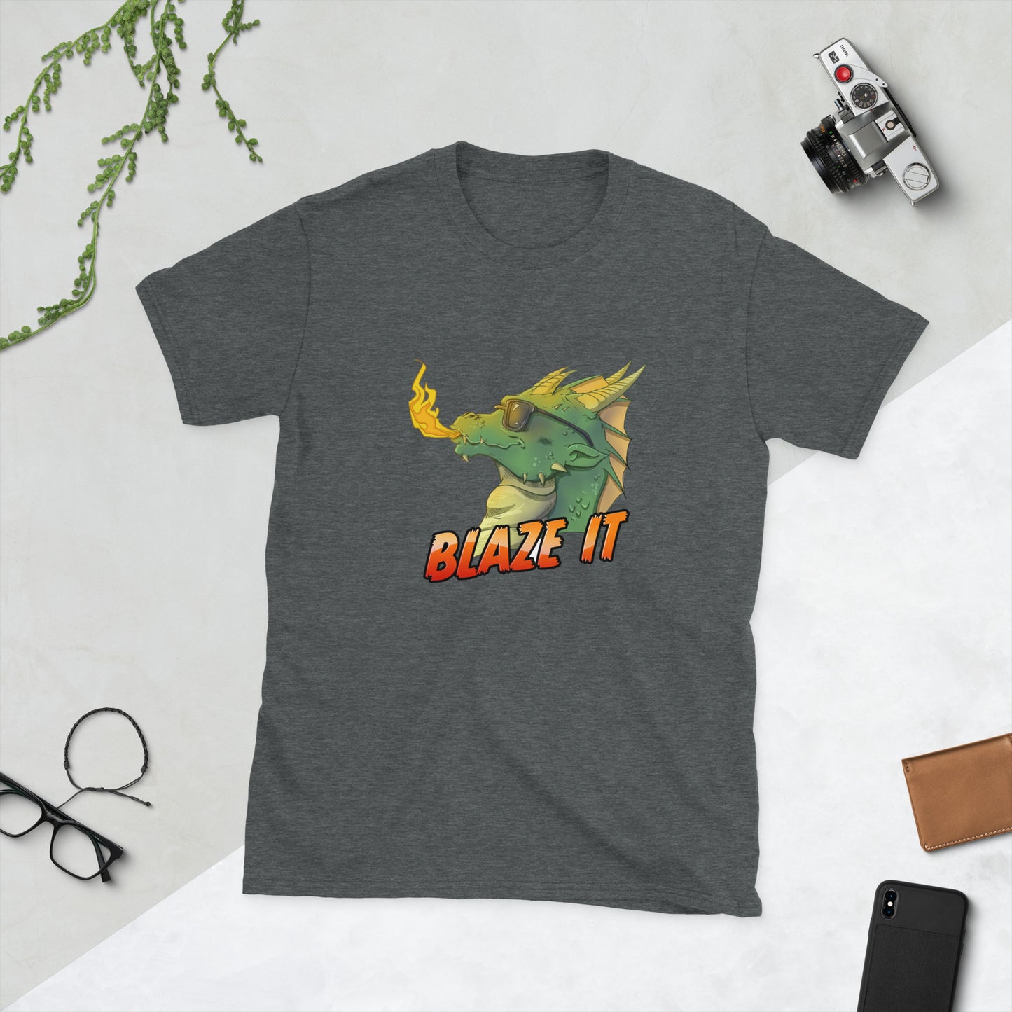 Blaze It Short-Sleeve Unisex T-Shirt Level 1 Gamers Dark Heather S