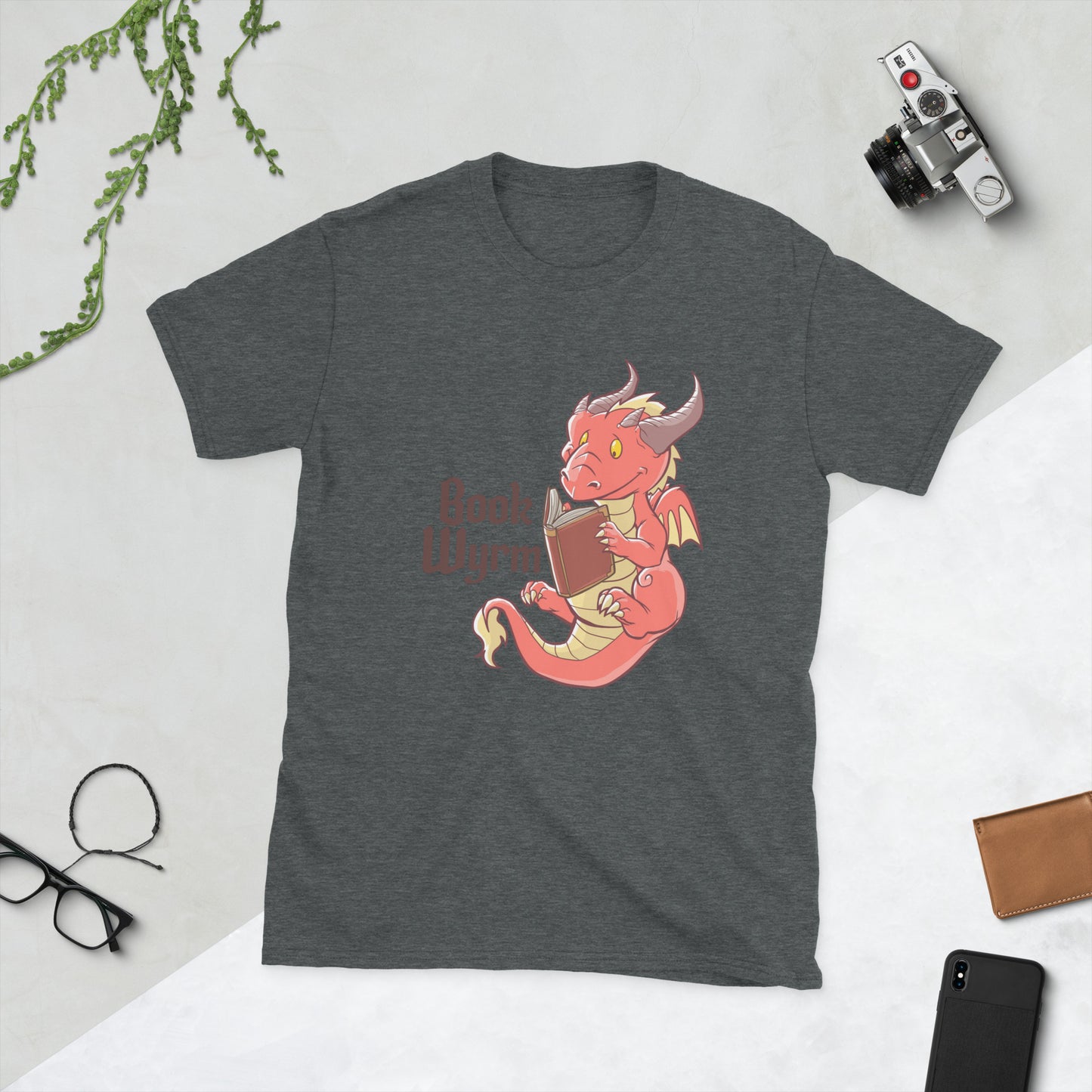 Book Wyrm Short-Sleeve Unisex T-Shirt Level 1 Gamers Dark Heather S