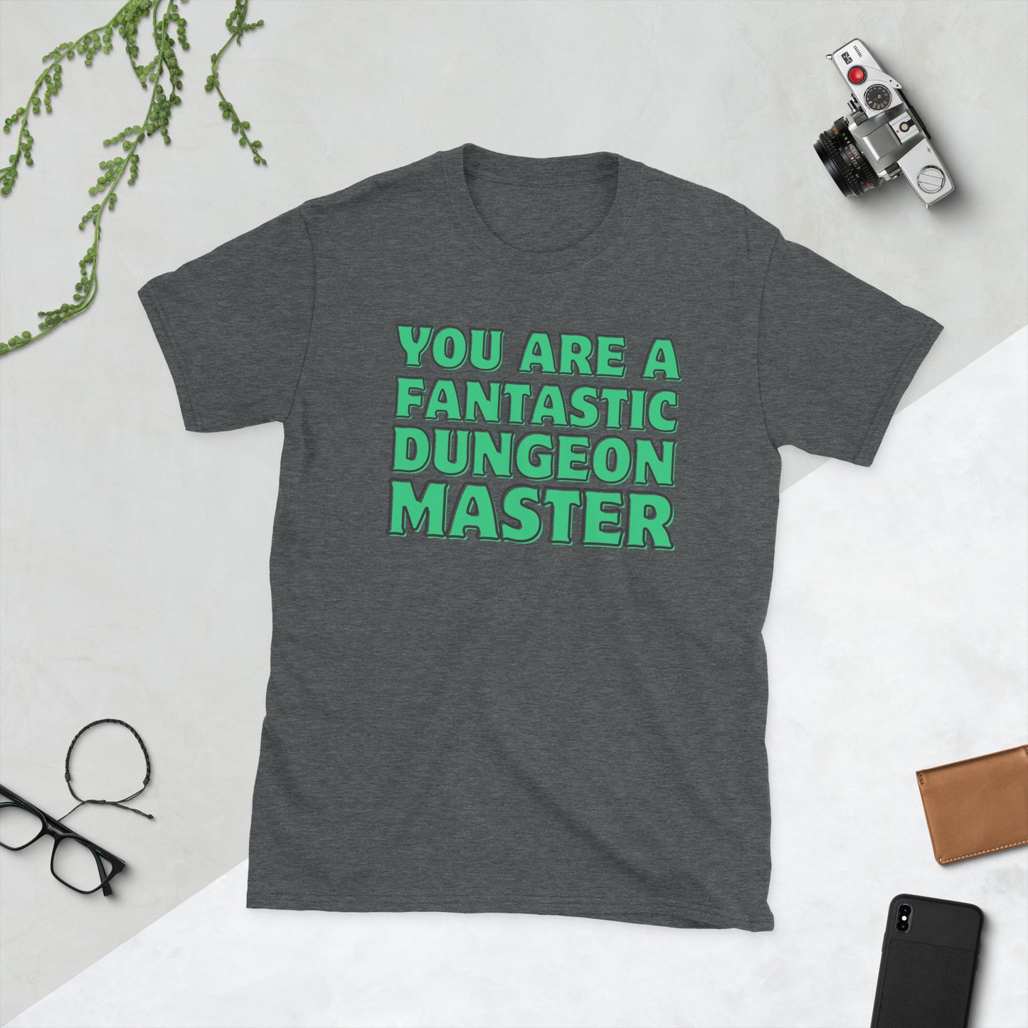 You are a fantastic dungeon master Short-Sleeve Unisex T-Shirt Level 1 Gamers Dark Heather S