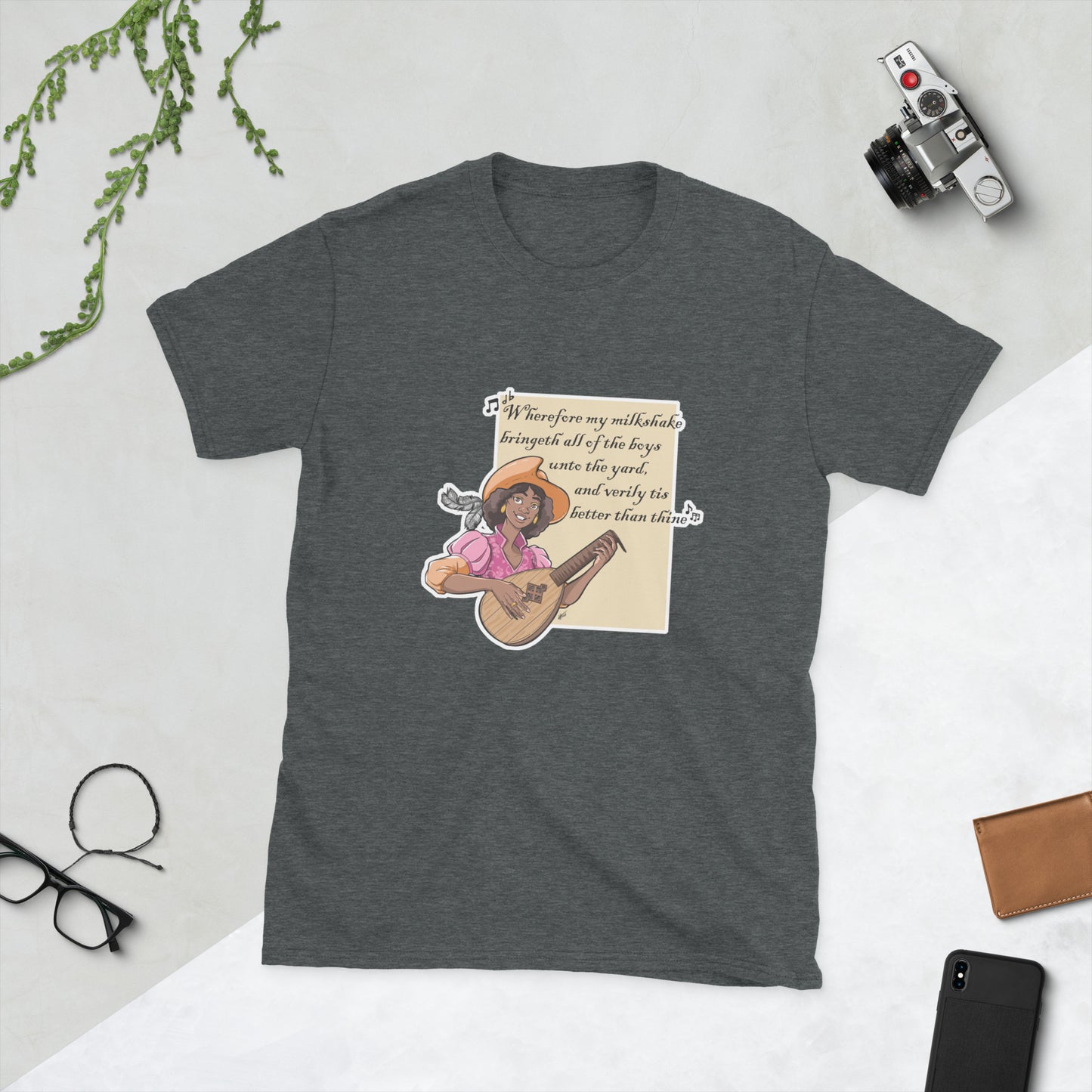 Bard Milkshake (Female) Short-Sleeve Unisex T-Shirt Level 1 Gamers Dark Heather S