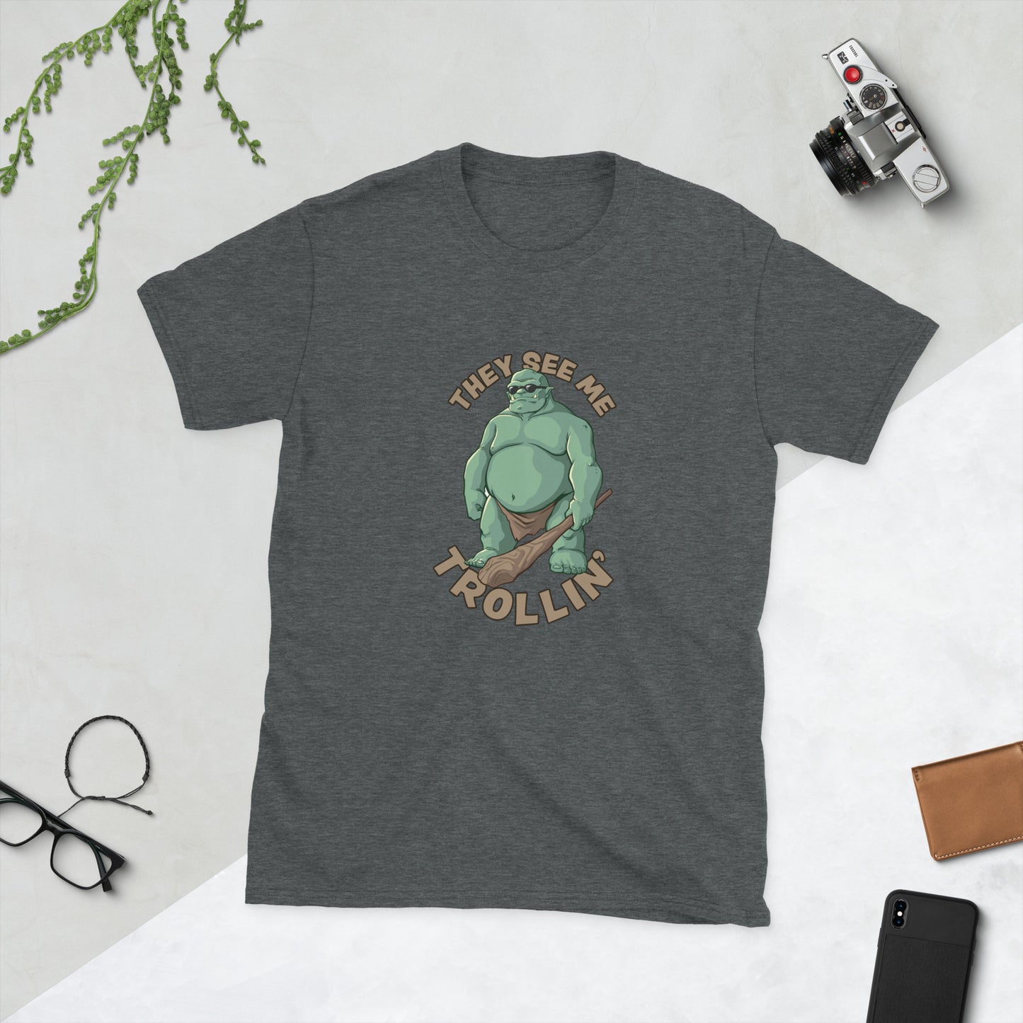 Trollin' Short-Sleeve Unisex T-Shirt Level 1 Gamers Dark Heather S