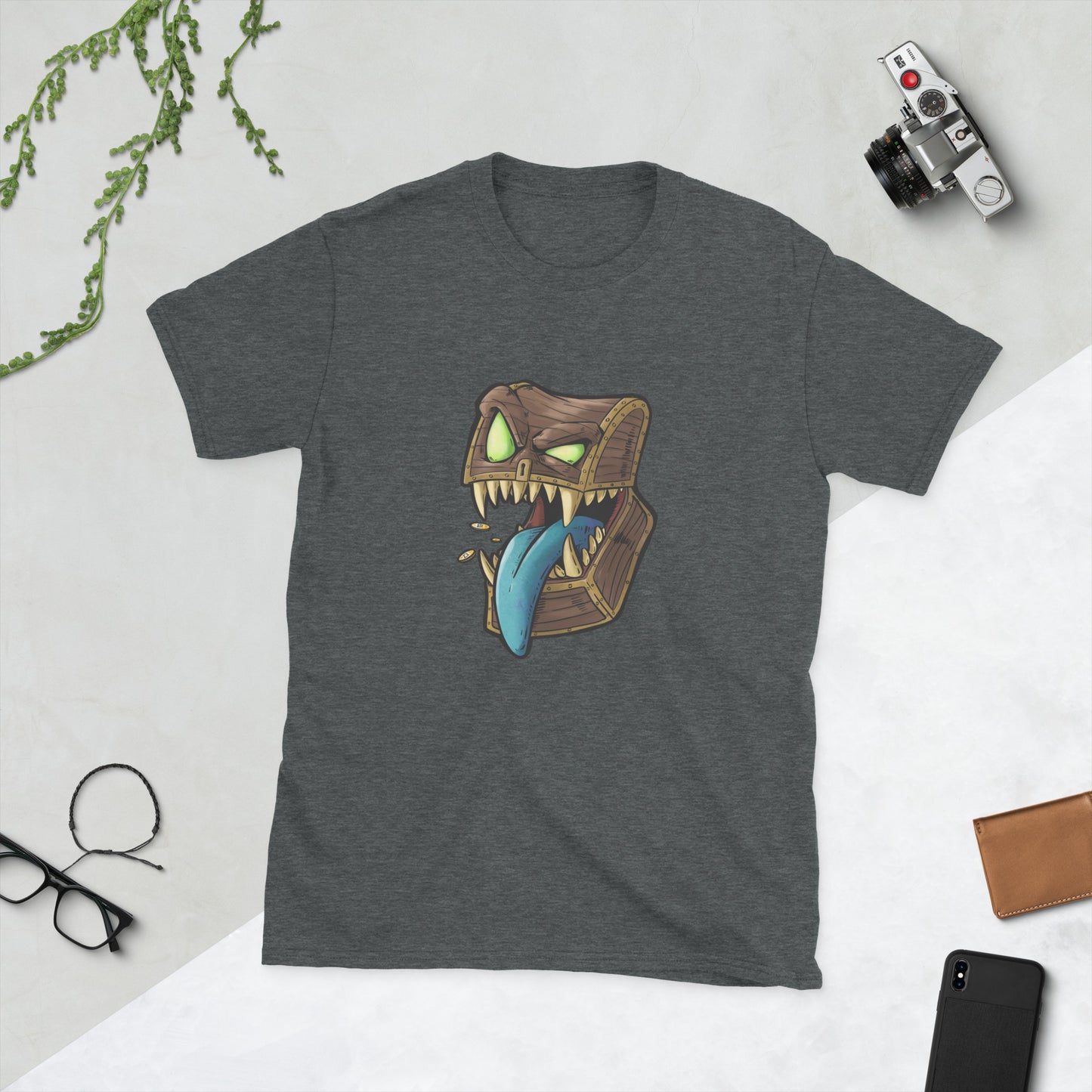 Mimic Chest Short-Sleeve Unisex T-Shirt Level 1 Gamers Dark Heather S