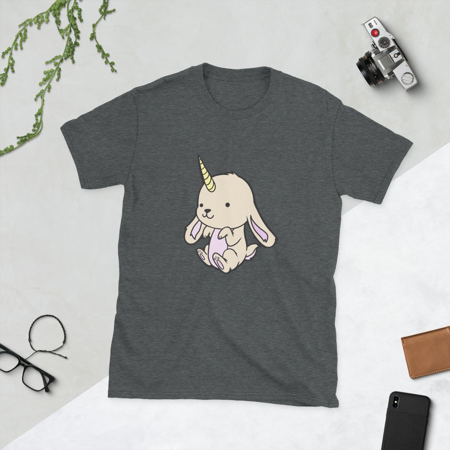 Almiraj (Unicorn Bunny) Short-Sleeve Unisex T-Shirt Level 1 Gamers Dark Heather S