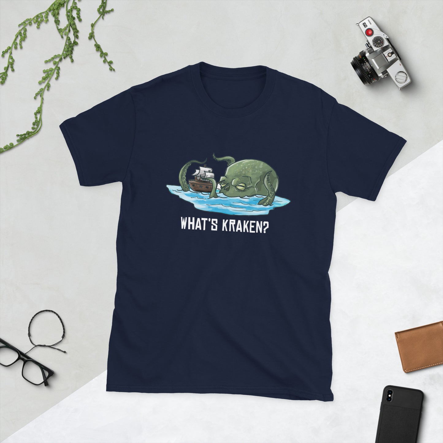 What's Kraken Short-Sleeve Unisex T-Shirt Level 1 Gamers Navy S