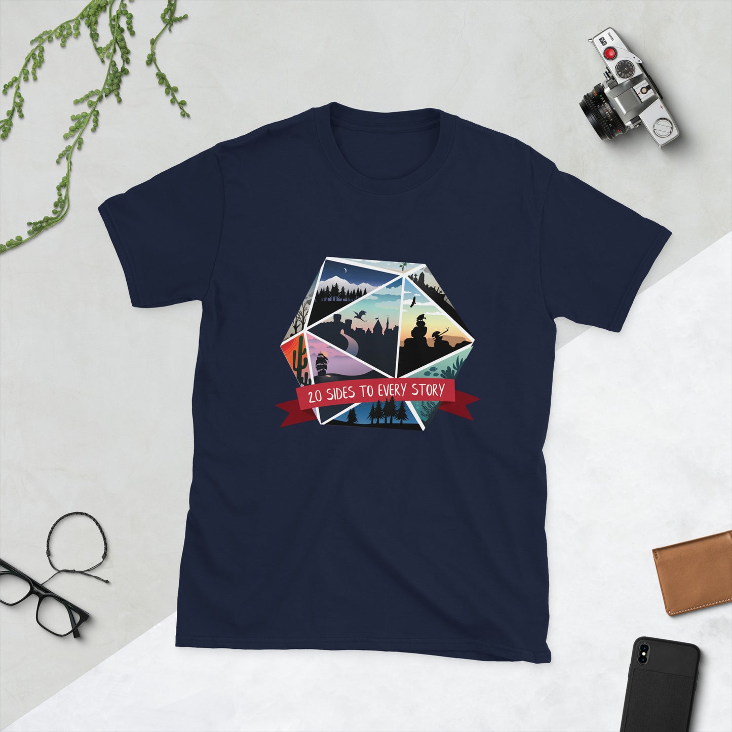 20 Sides To Every Story Short-Sleeve Unisex T-Shirt Level 1 Gamers Navy S