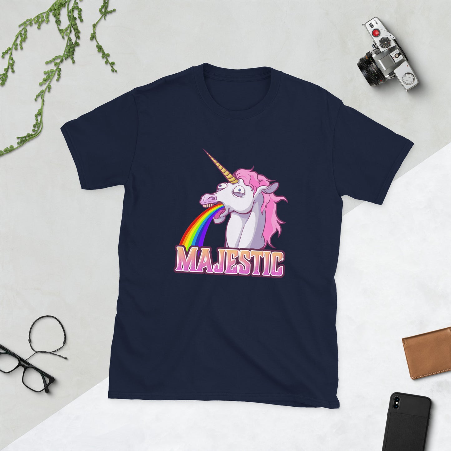 Majestic Unicorn Short-Sleeve Unisex T-Shirt Level 1 Gamers Navy S