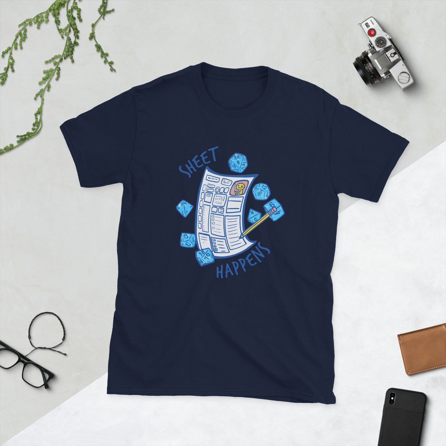 Sheet Happens Short-Sleeve Unisex T-Shirt Level 1 Gamers Navy S