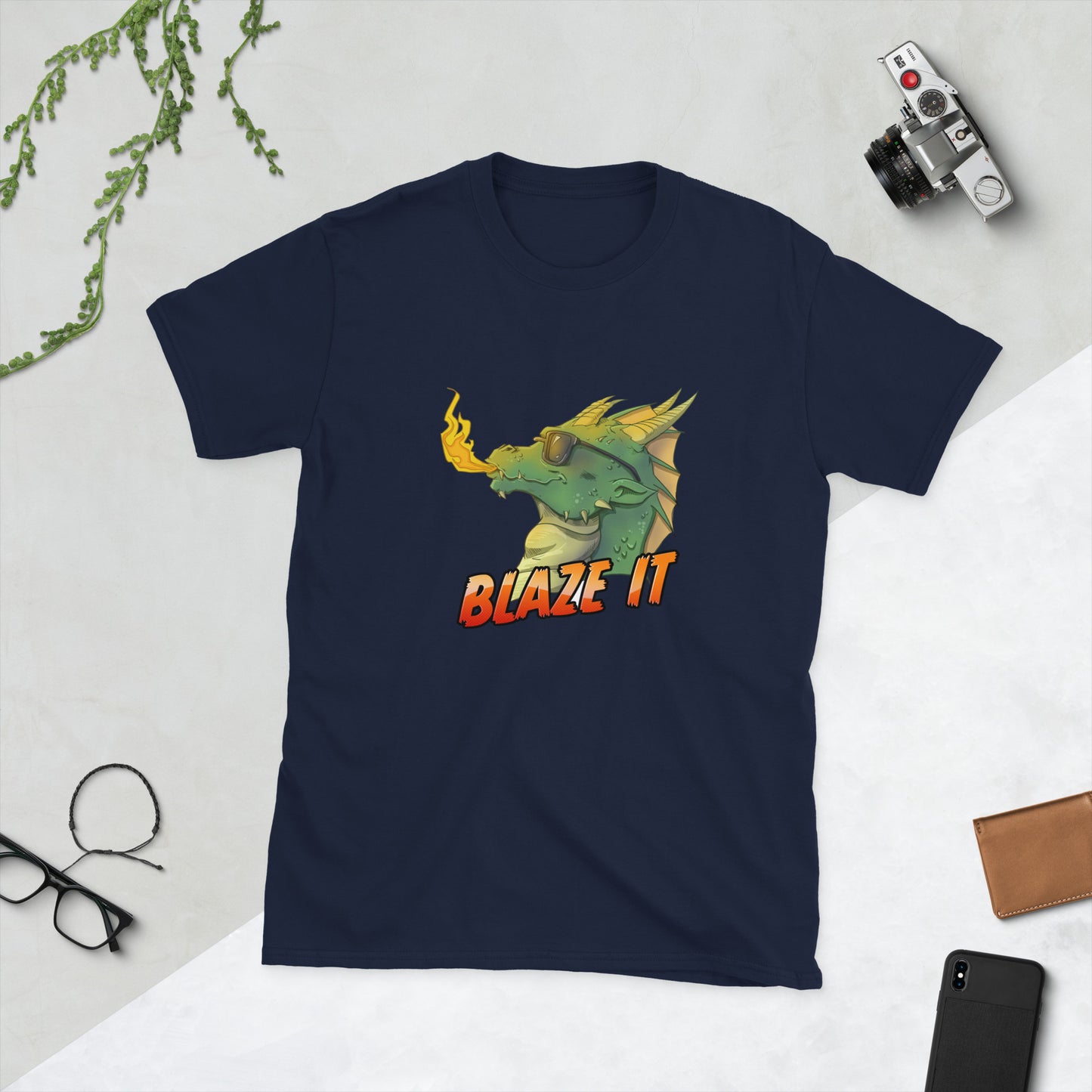 Blaze It Short-Sleeve Unisex T-Shirt Level 1 Gamers Navy S