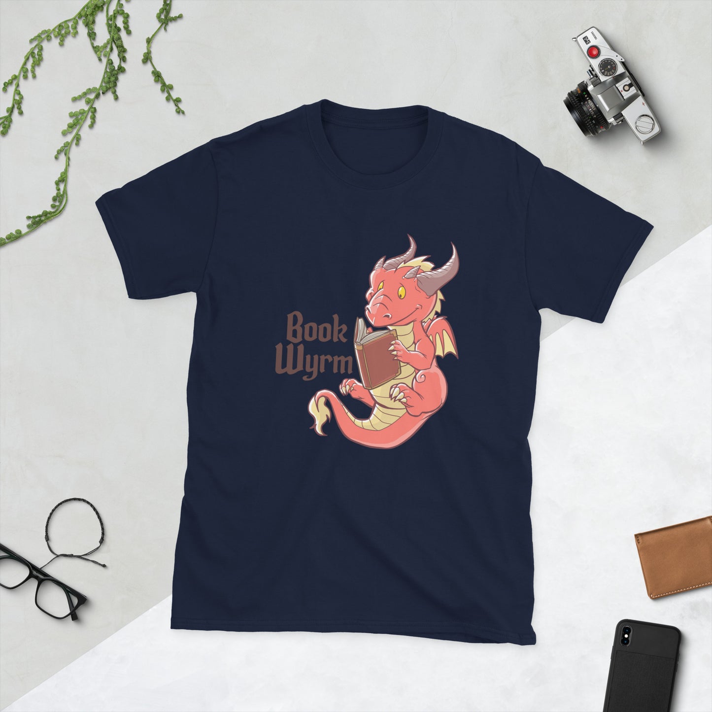 Book Wyrm Short-Sleeve Unisex T-Shirt Level 1 Gamers Navy S