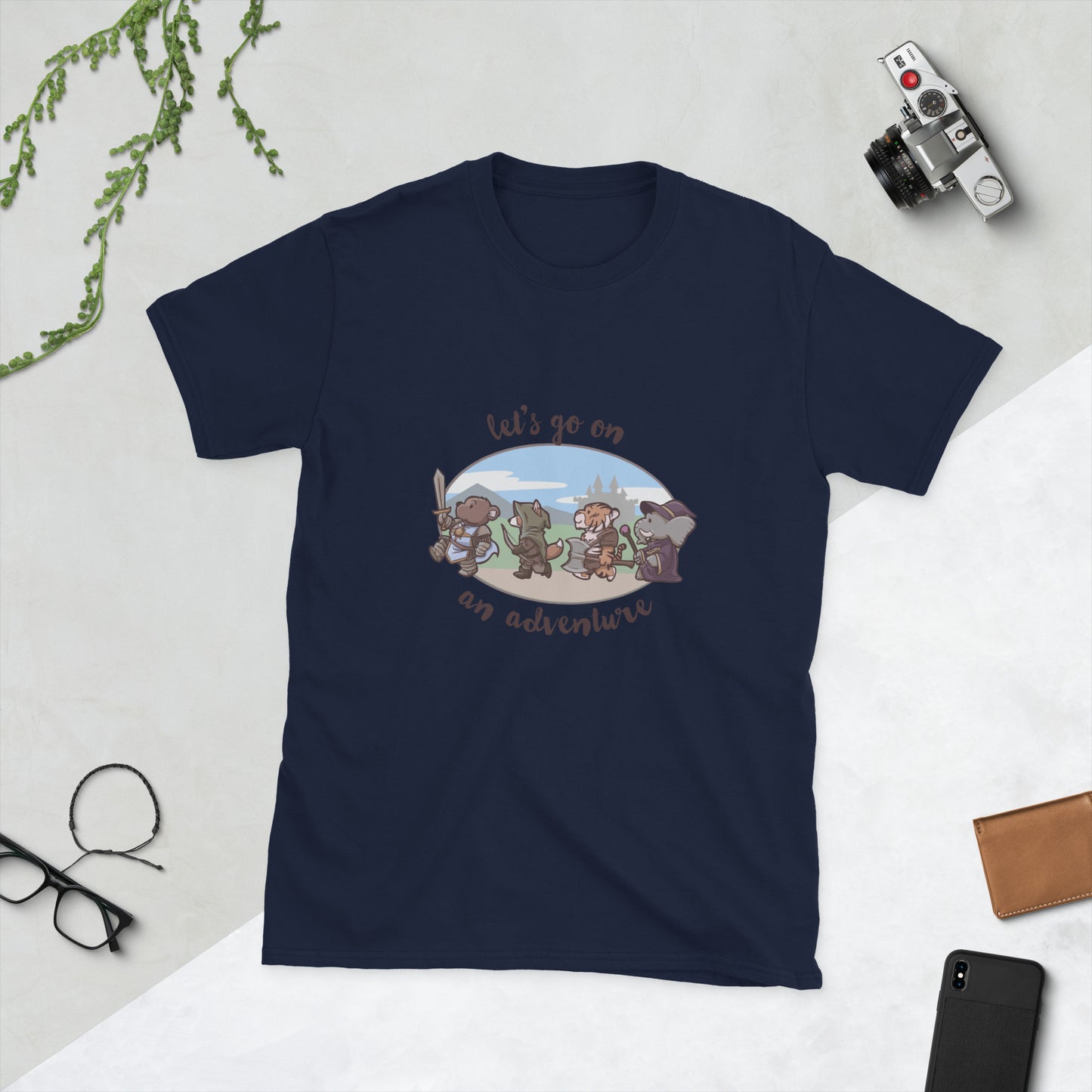 Let's Go On An Adventure Short-Sleeve Unisex T-Shirt Level 1 Gamers Navy S