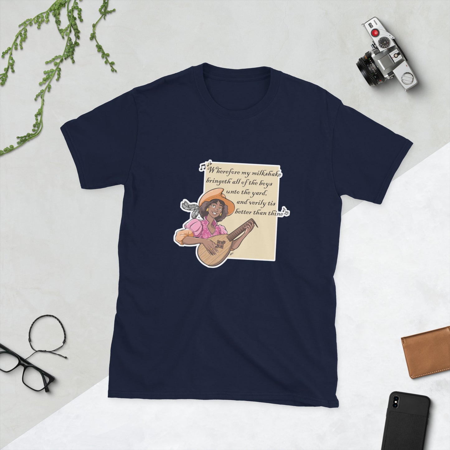 Bard Milkshake (Female) Short-Sleeve Unisex T-Shirt Level 1 Gamers Navy S