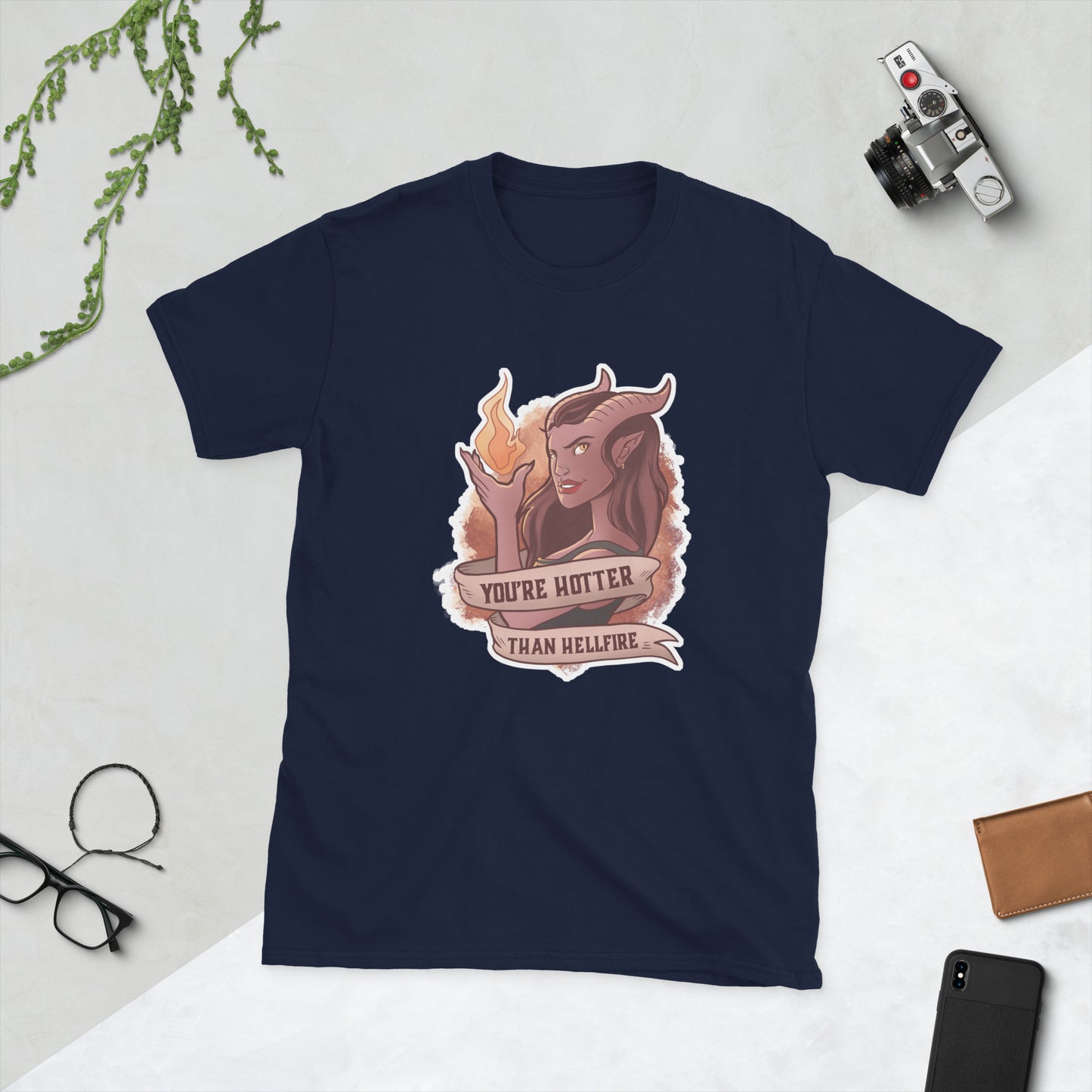 Hotter Than Hellfire Short-Sleeve Unisex T-Shirt Level 1 Gamers Navy S