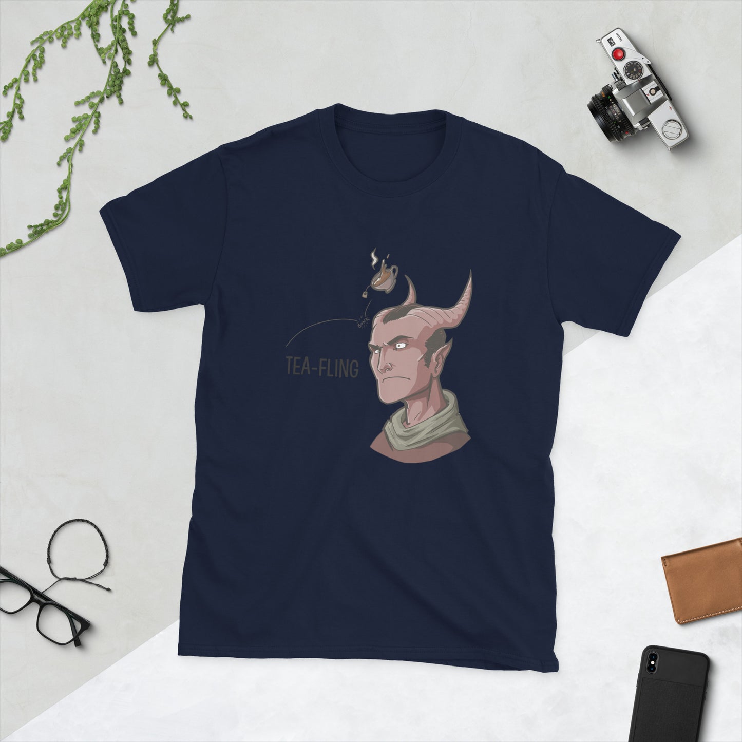 Tea-Fling (Masculine) Short-Sleeve Unisex T-Shirt Level 1 Gamers Navy S
