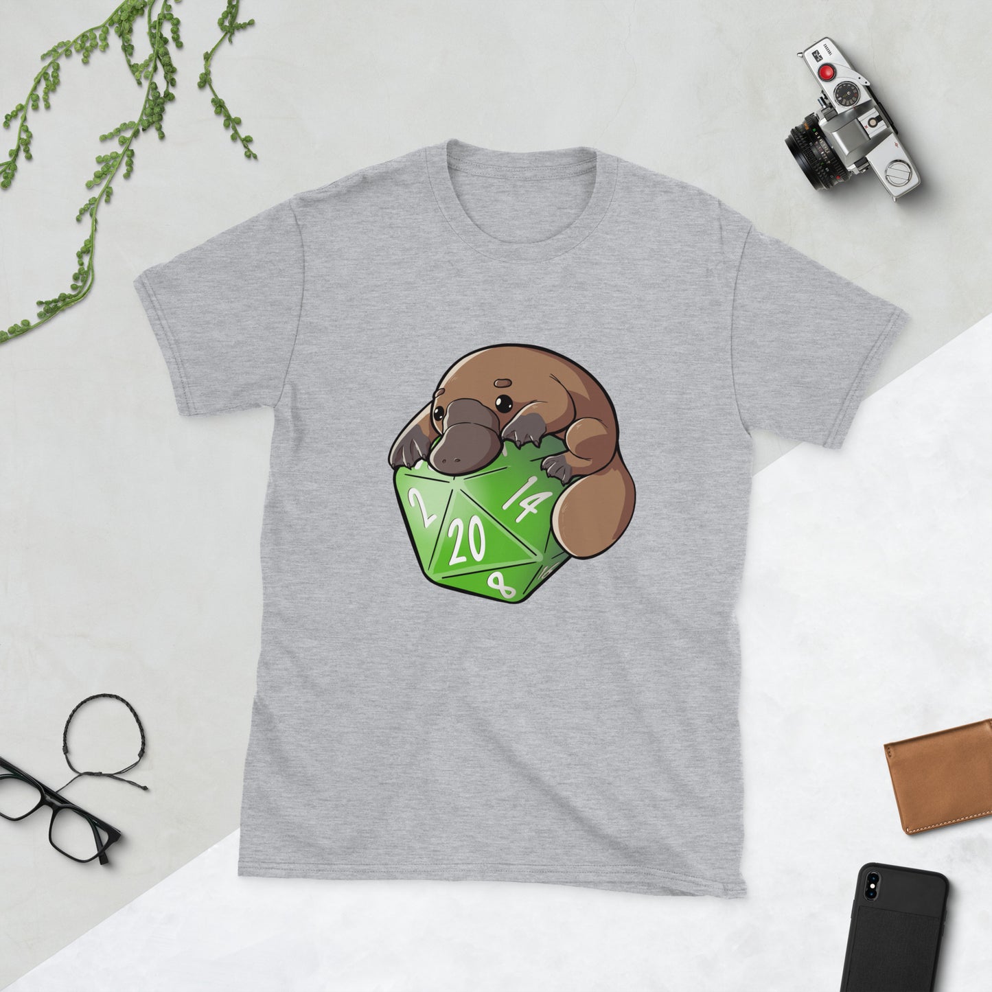 D20 Platypus Short-Sleeve Unisex T-Shirt Level 1 Gamers Sport Grey S