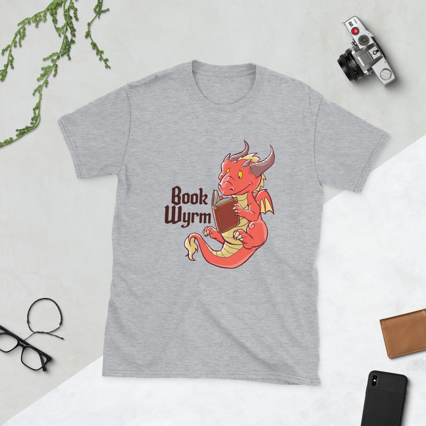 Book Wyrm Short-Sleeve Unisex T-Shirt Level 1 Gamers Sport Grey S