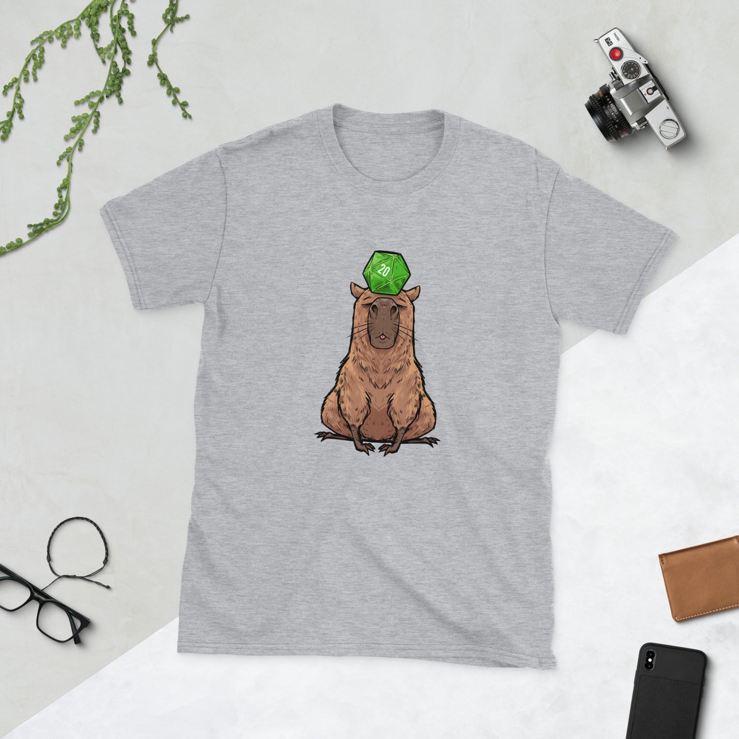 D20 Capybara Short-Sleeve Unisex T-Shirt Level 1 Gamers Sport Grey S