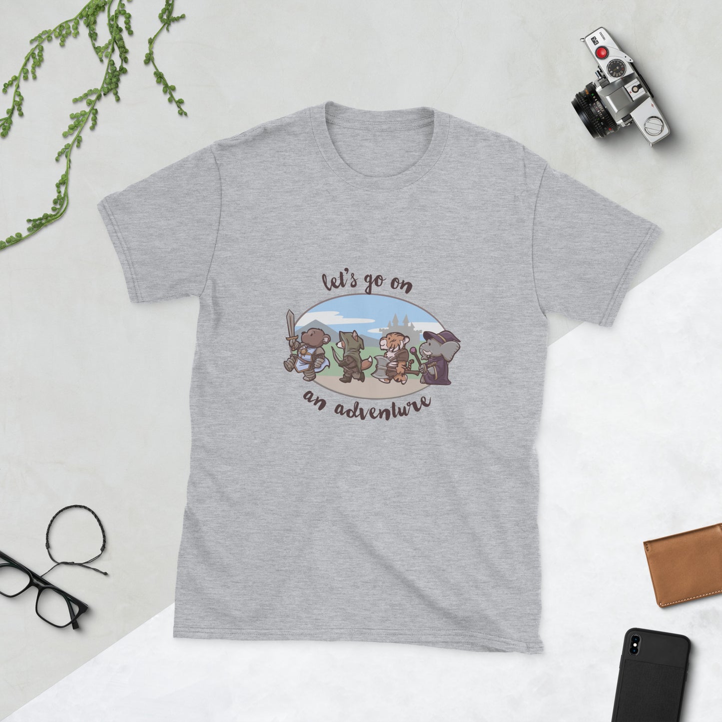 Let's Go On An Adventure Short-Sleeve Unisex T-Shirt Level 1 Gamers Sport Grey S