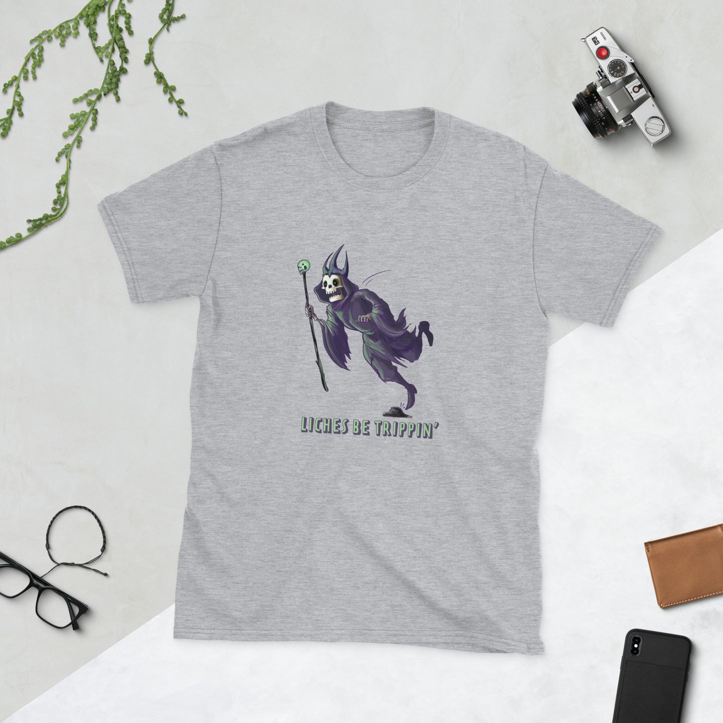 Liches Be Trippin' Short-Sleeve Unisex T-Shirt Level 1 Gamers Sport Grey S