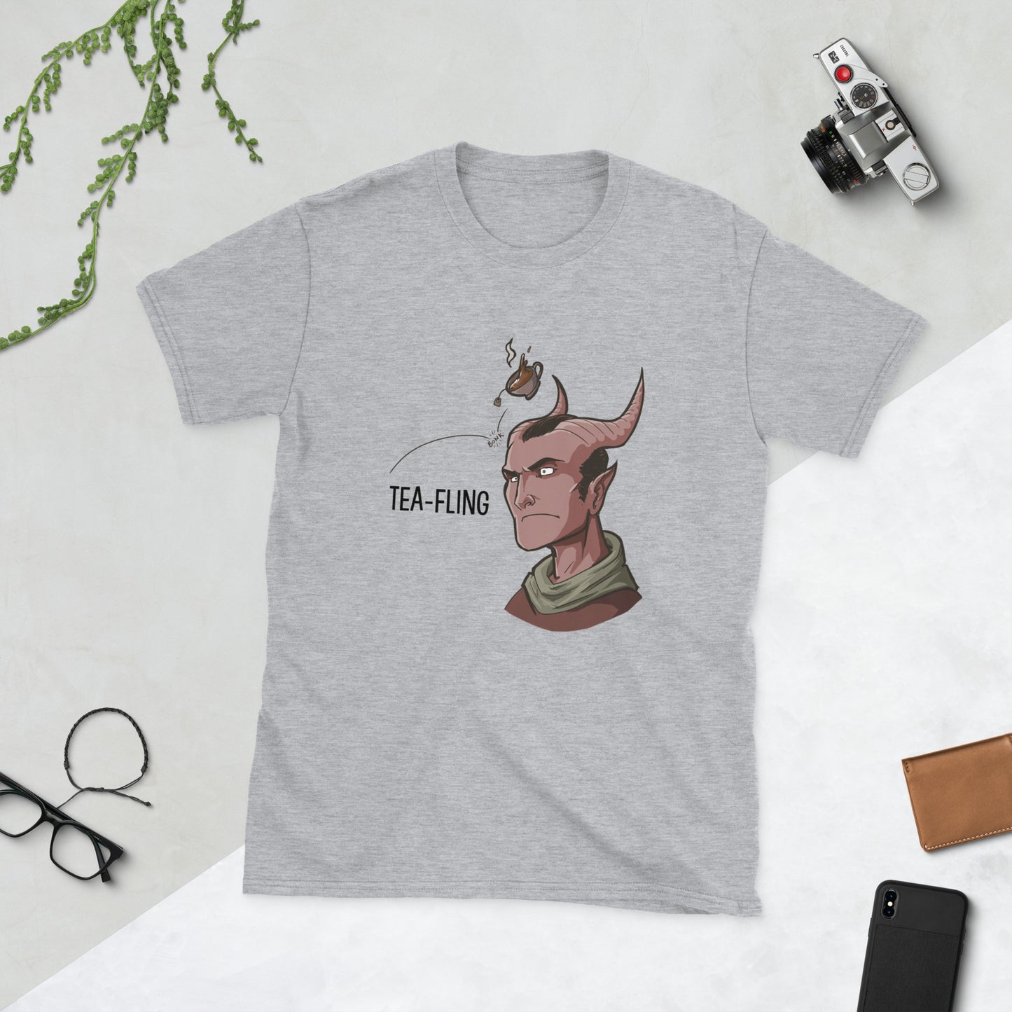 Tea-Fling (Masculine) Short-Sleeve Unisex T-Shirt Level 1 Gamers Sport Grey S
