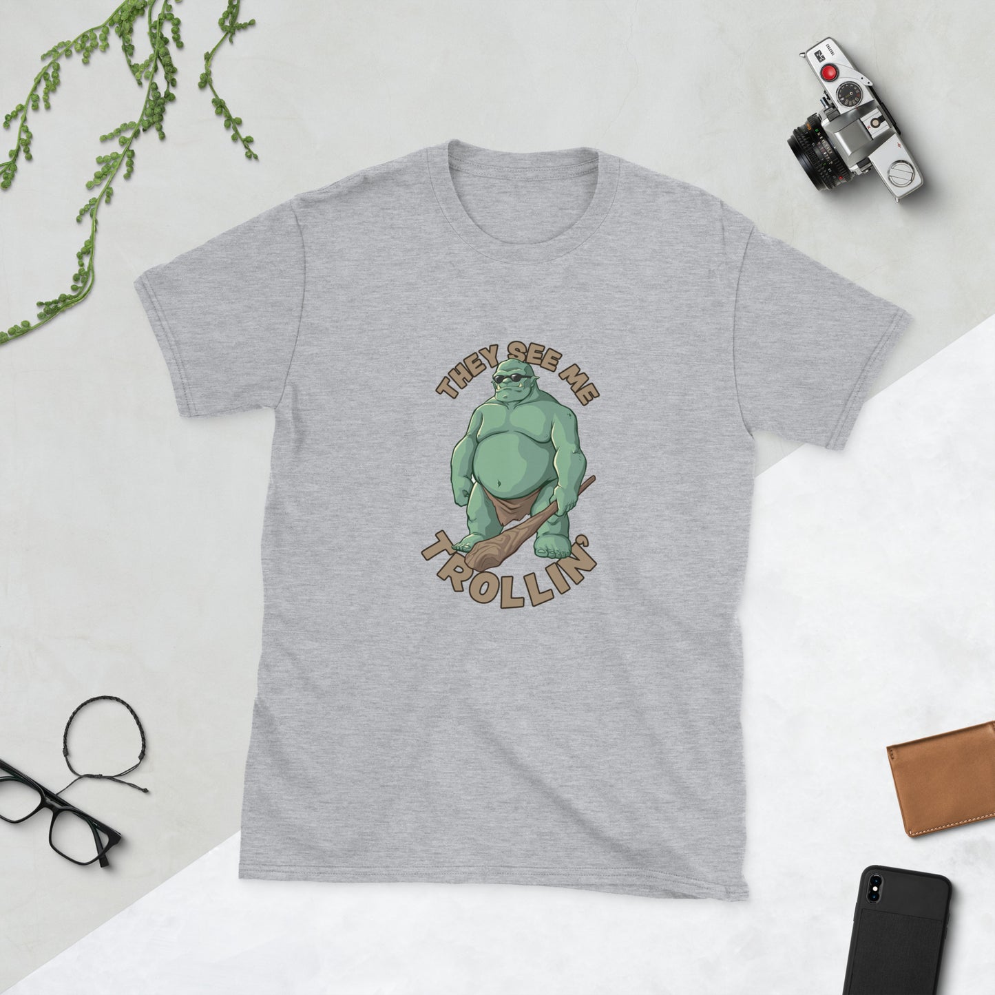 Trollin' Short-Sleeve Unisex T-Shirt Level 1 Gamers Sport Grey S