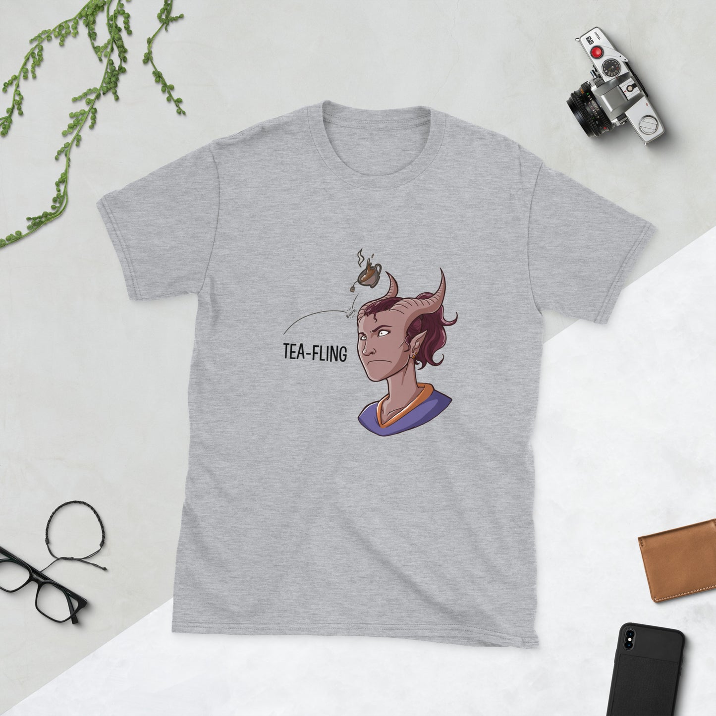 Tea-Fling (Feminine) Short-Sleeve Unisex T-Shirt Level 1 Gamers Sport Grey S